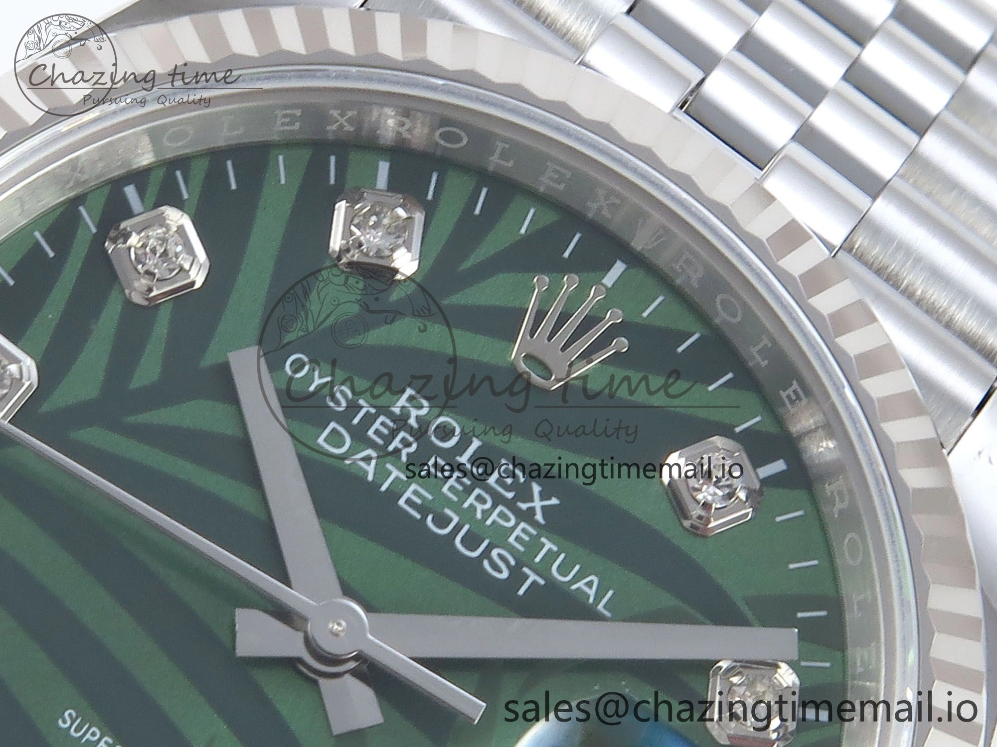 FreshLook DateJust 36 126234 EWEF Best Edition Green Leaf Diamonds Dial on Jubilee Bracelet A 601