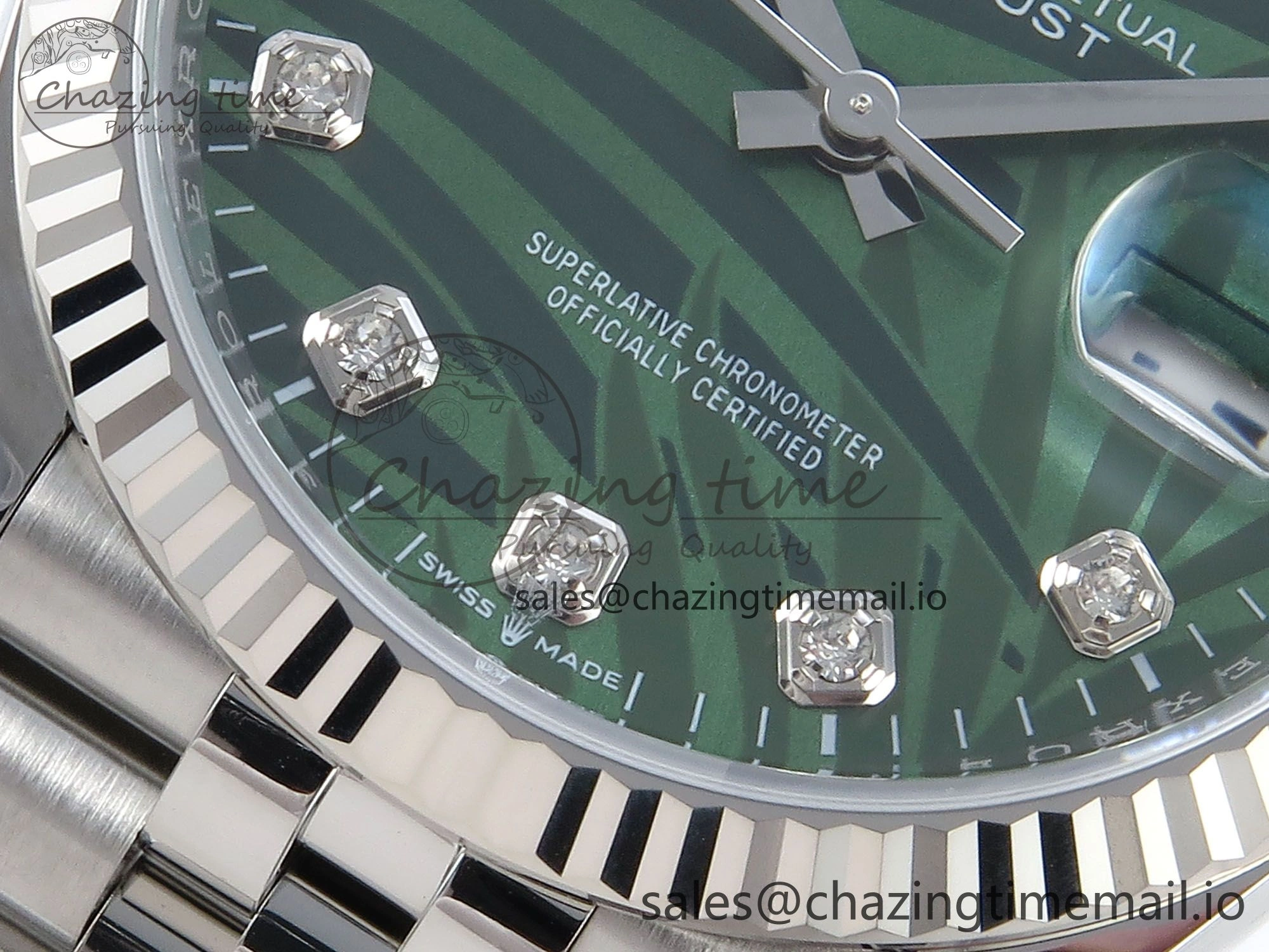 FreshLook DateJust 36 126234 EWEF Best Edition Green Leaf Diamonds Dial on Jubilee Bracelet A 601