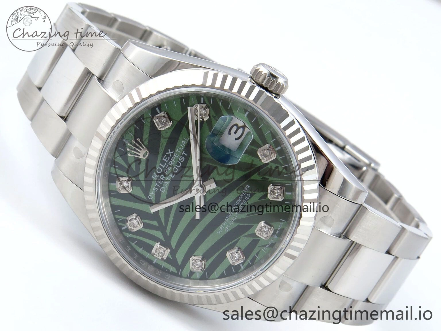 ModernLook DateJust 36 126234 EWEF Best Edition Green Leaf Diamonds Dial on Oyster Bracelet A 683