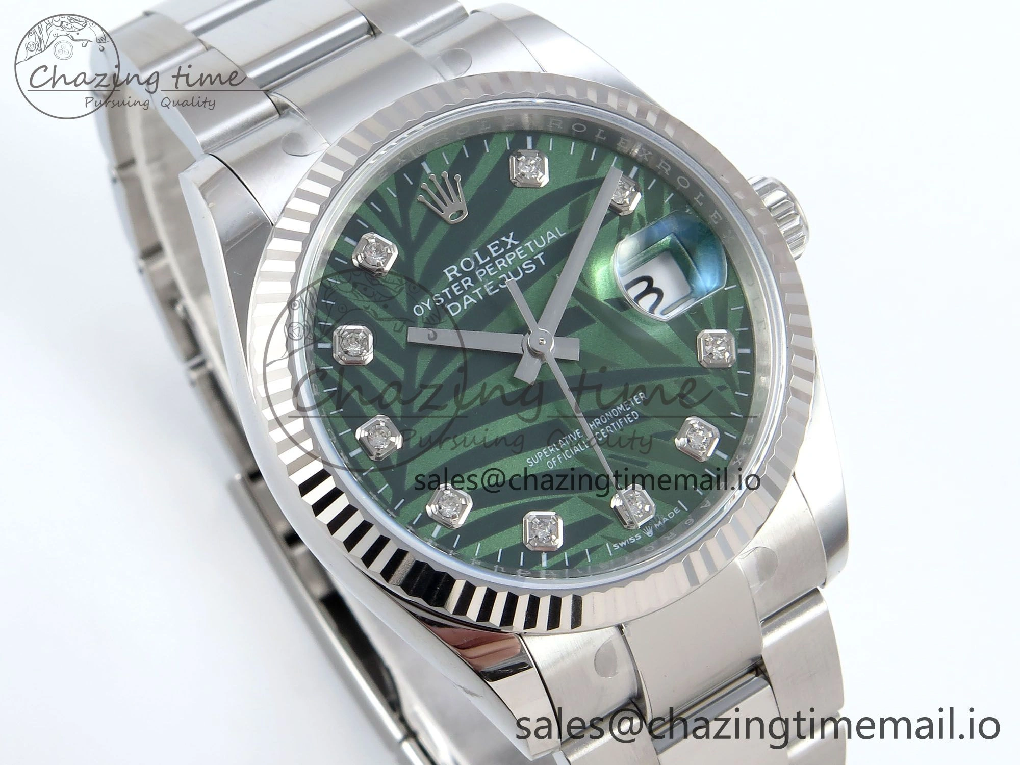 ModernLook DateJust 36 126234 EWEF Best Edition Green Leaf Diamonds Dial on Oyster Bracelet A 683