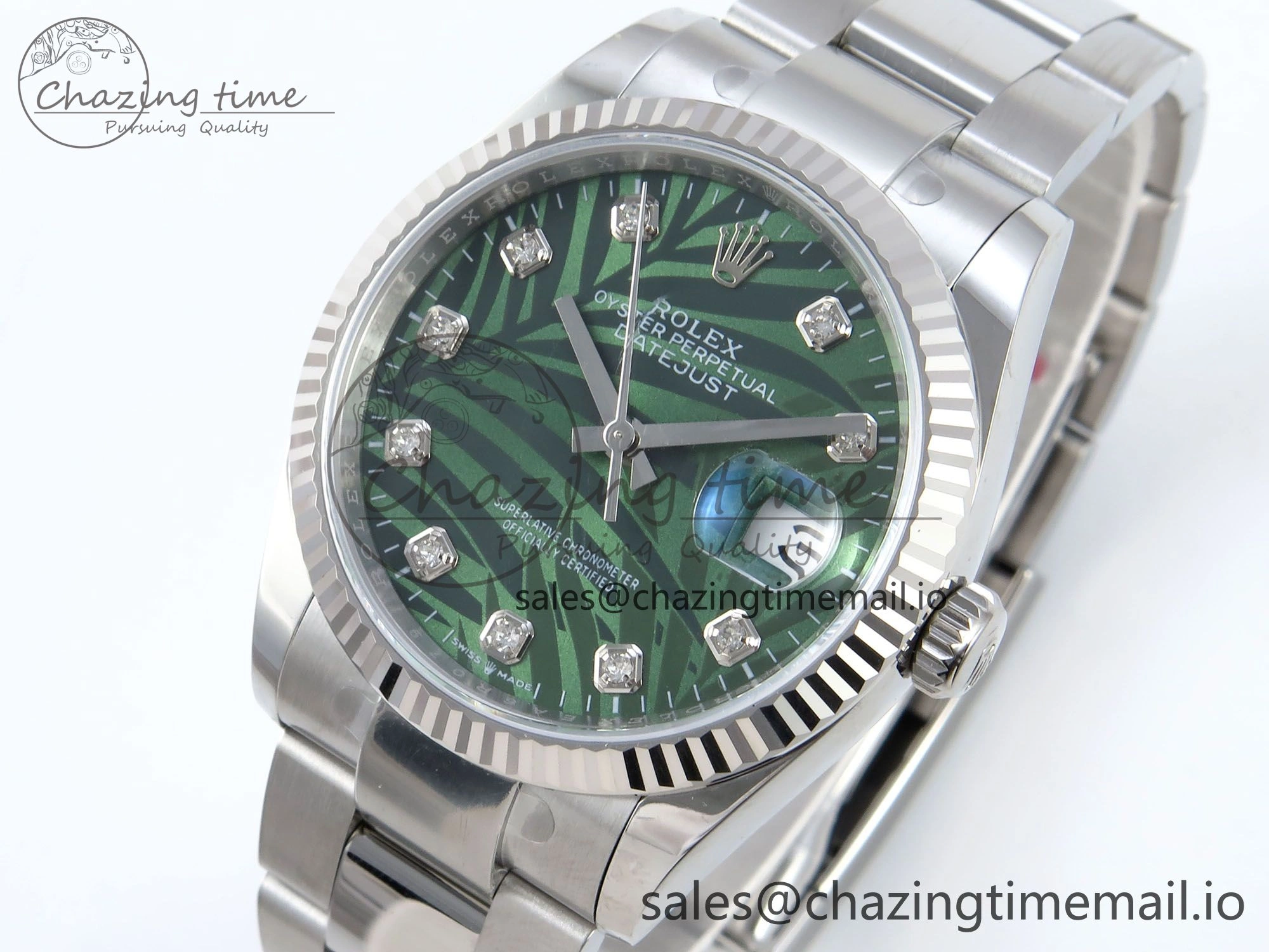 ModernLook DateJust 36 126234 EWEF Best Edition Green Leaf Diamonds Dial on Oyster Bracelet A 683