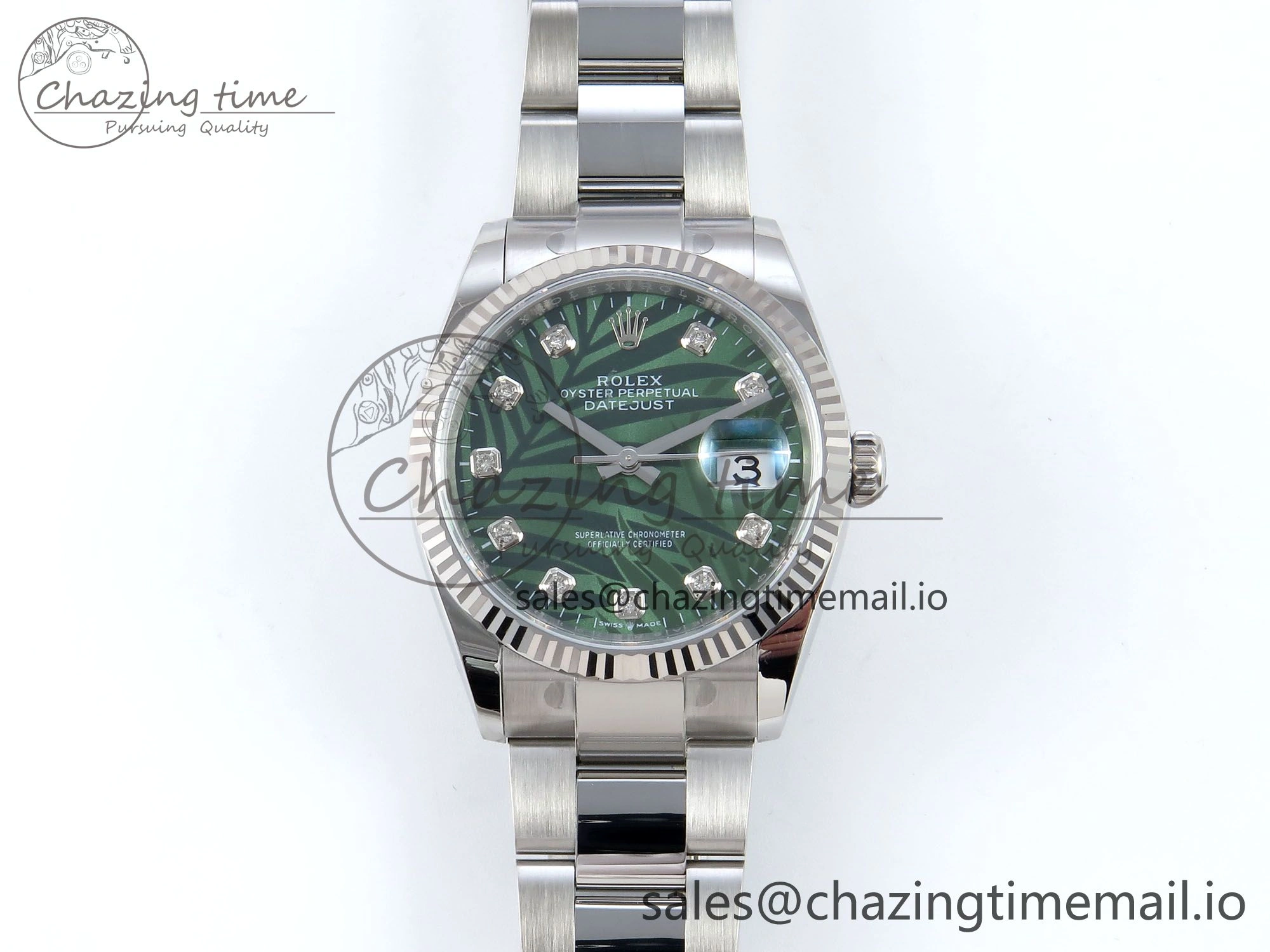 ModernLook DateJust 36 126234 EWEF Best Edition Green Leaf Diamonds Dial on Oyster Bracelet A 683