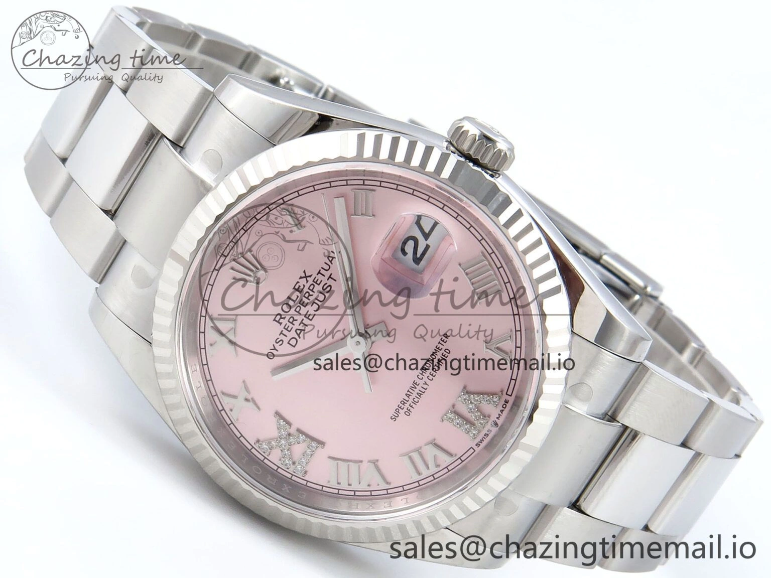 Affordable DateJust 36 126234 EWEF Best Edition Pink Roman Diamonds Dial on Oyster Bracelet A 686