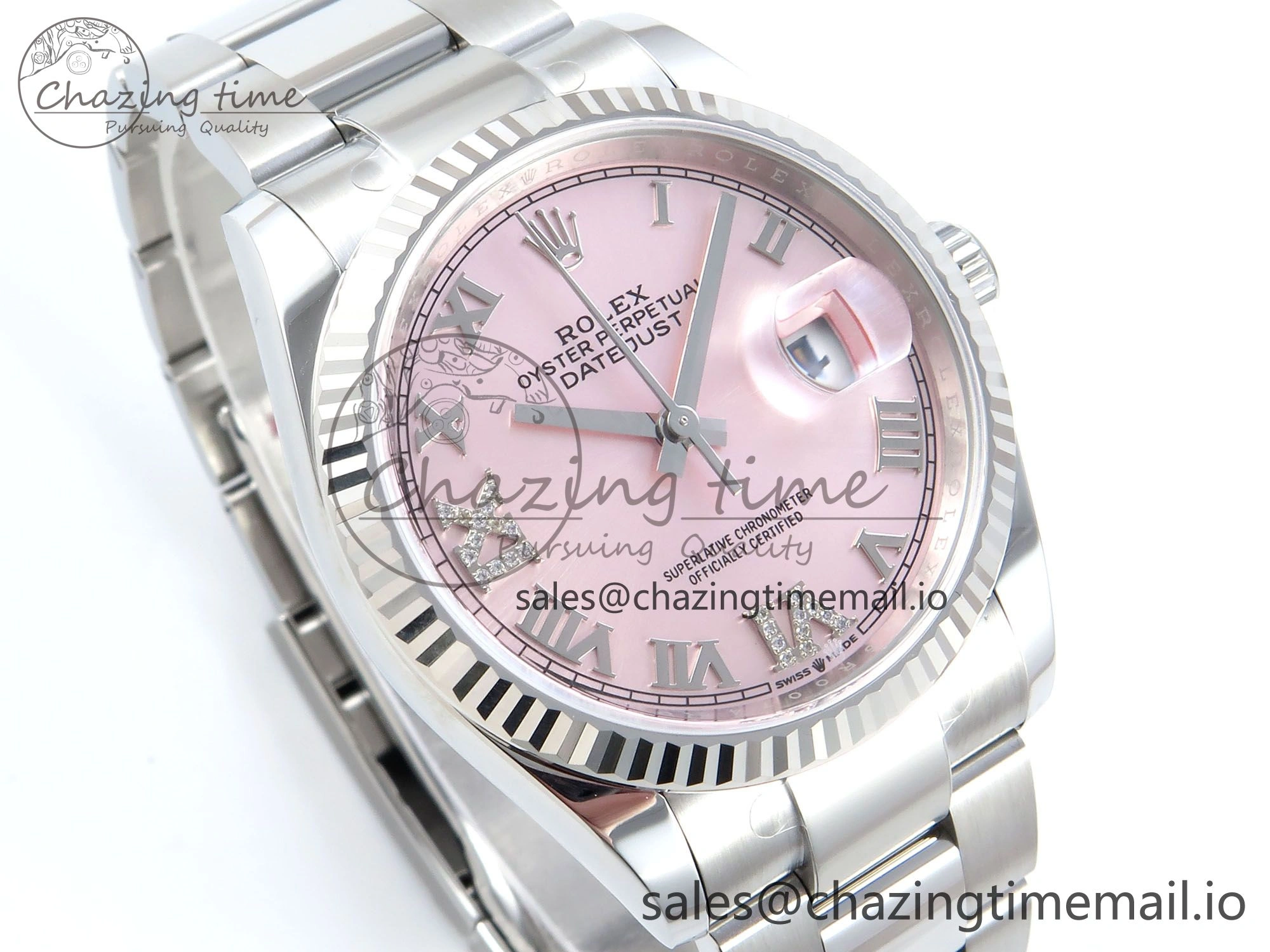 Affordable DateJust 36 126234 EWEF Best Edition Pink Roman Diamonds Dial on Oyster Bracelet A 686