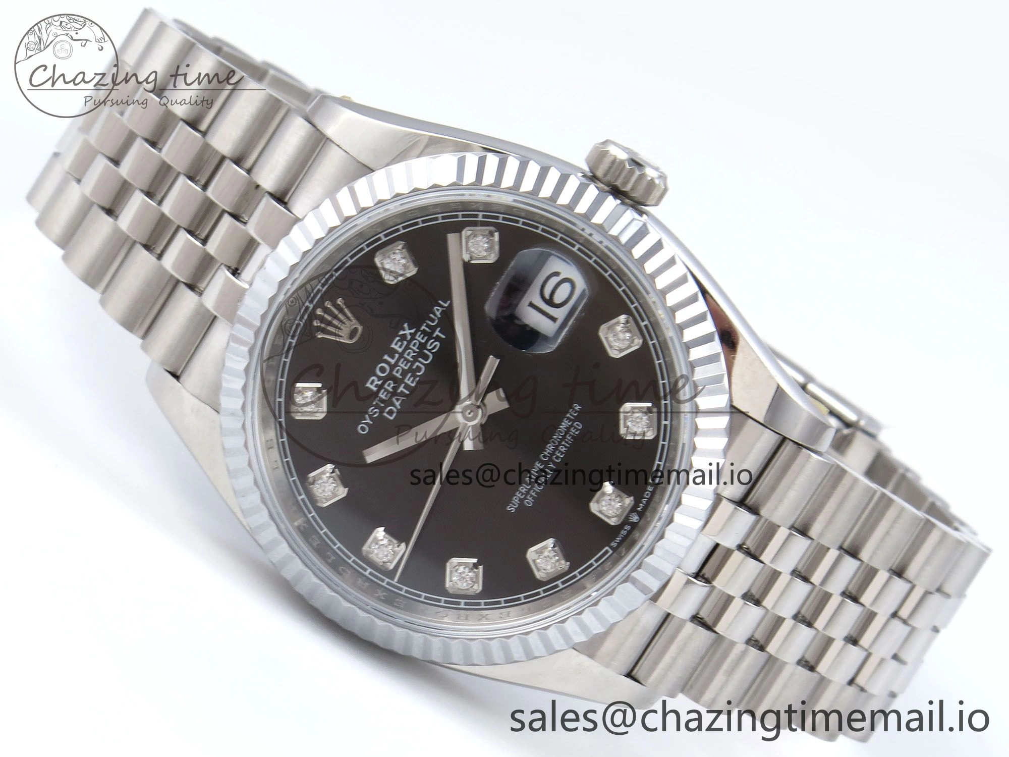 GoodFit DateJust 36 126234 QF+ 1:1 Best Edition 904L Steel Black Diamonds Dial on SS Jubilee Bracelet VR 928