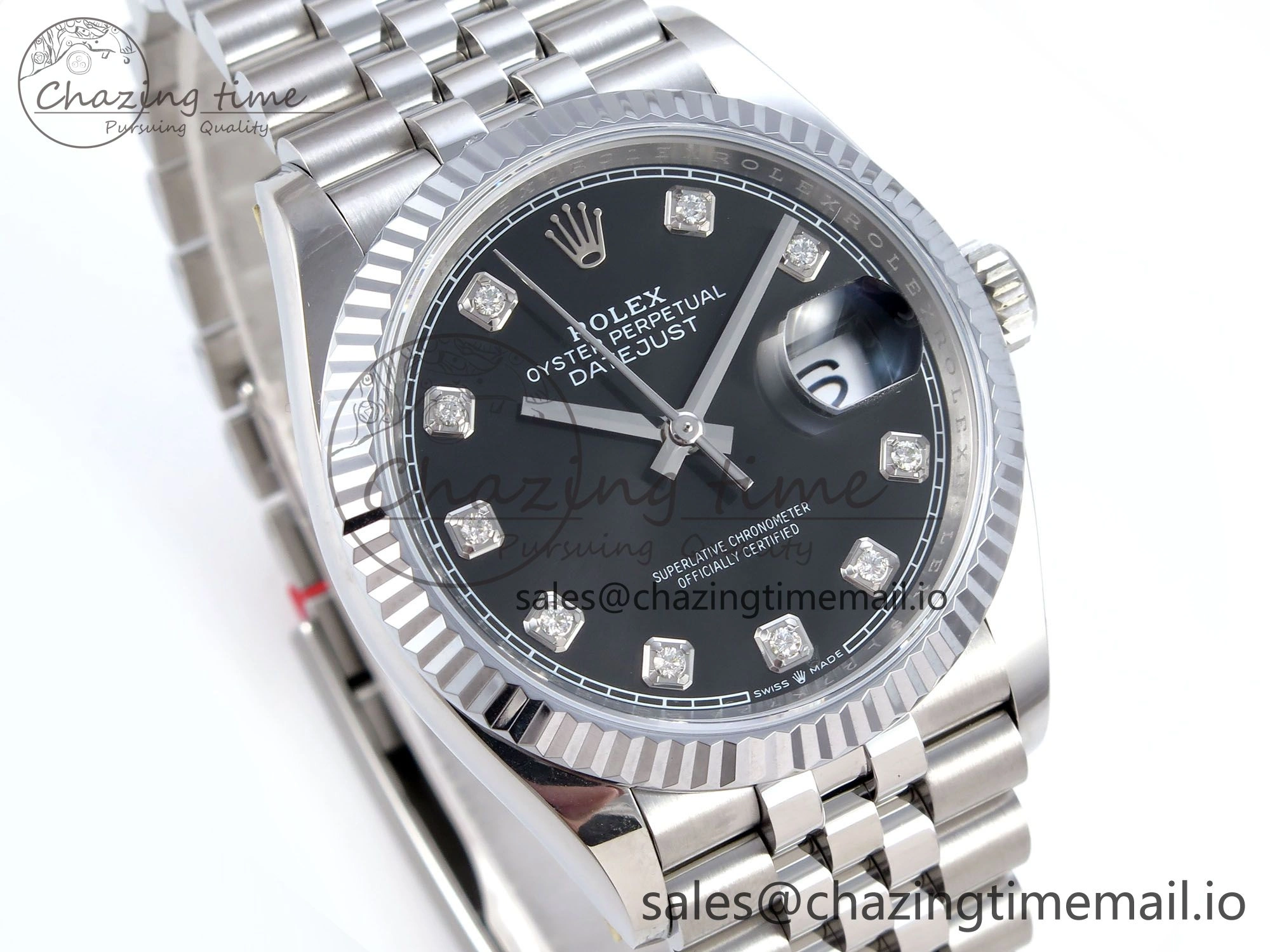 GoodFit DateJust 36 126234 QF+ 1:1 Best Edition 904L Steel Black Diamonds Dial on SS Jubilee Bracelet VR 928
