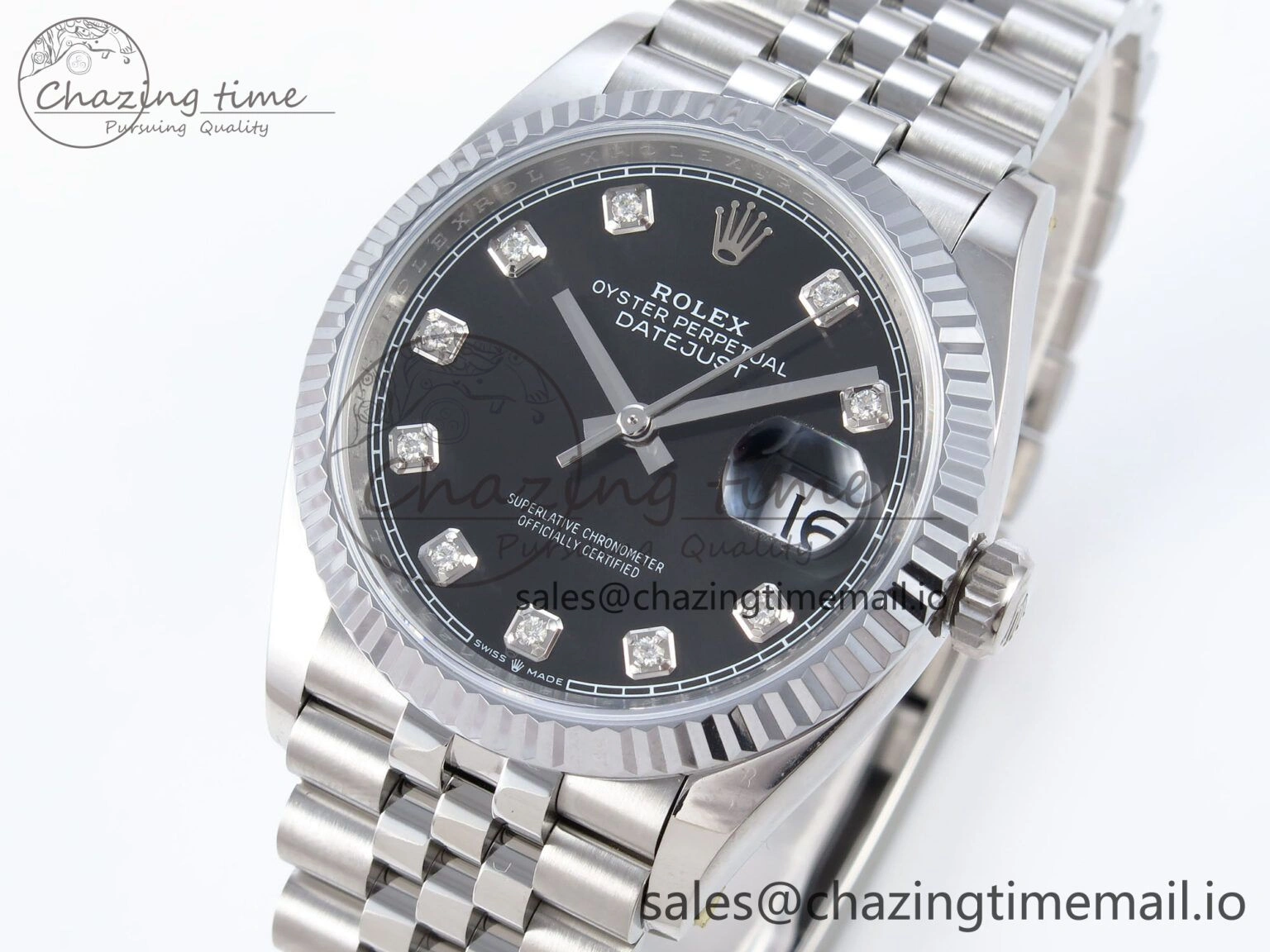 GoodFit DateJust 36 126234 QF+ 1:1 Best Edition 904L Steel Black Diamonds Dial on SS Jubilee Bracelet VR 928