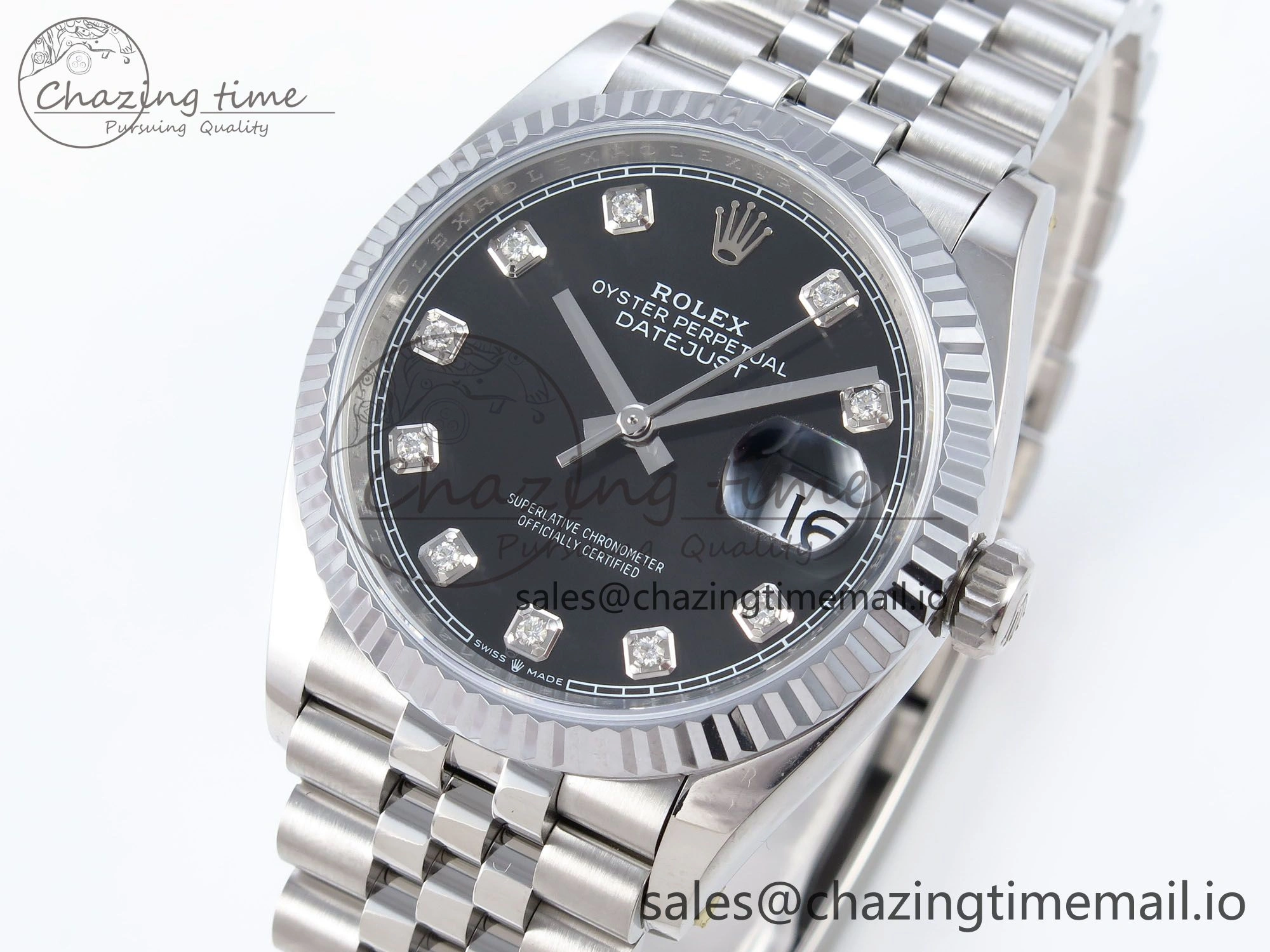GoodFit DateJust 36 126234 QF+ 1:1 Best Edition 904L Steel Black Diamonds Dial on SS Jubilee Bracelet VR 928