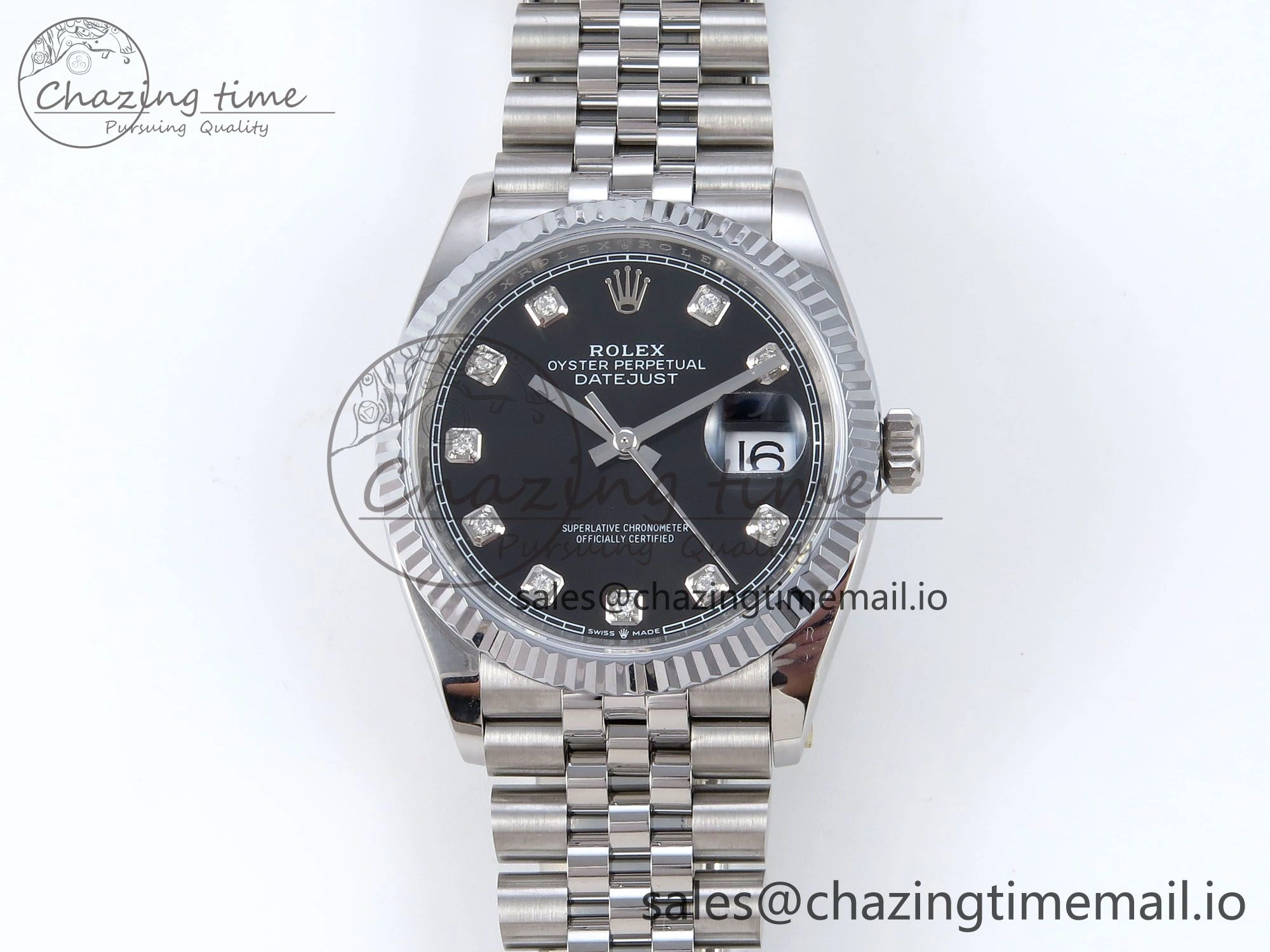 GoodFit DateJust 36 126234 QF+ 1:1 Best Edition 904L Steel Black Diamonds Dial on SS Jubilee Bracelet VR 928