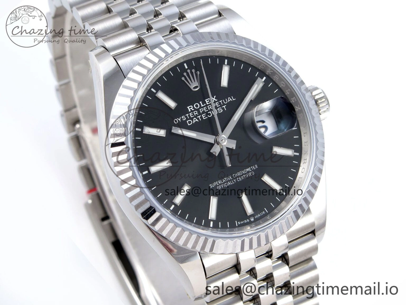 FashionForward DateJust 36 126234 QF+ 1:1 Best Edition 904L Steel Black Stick Dial on SS Jubilee Bracelet VR 926