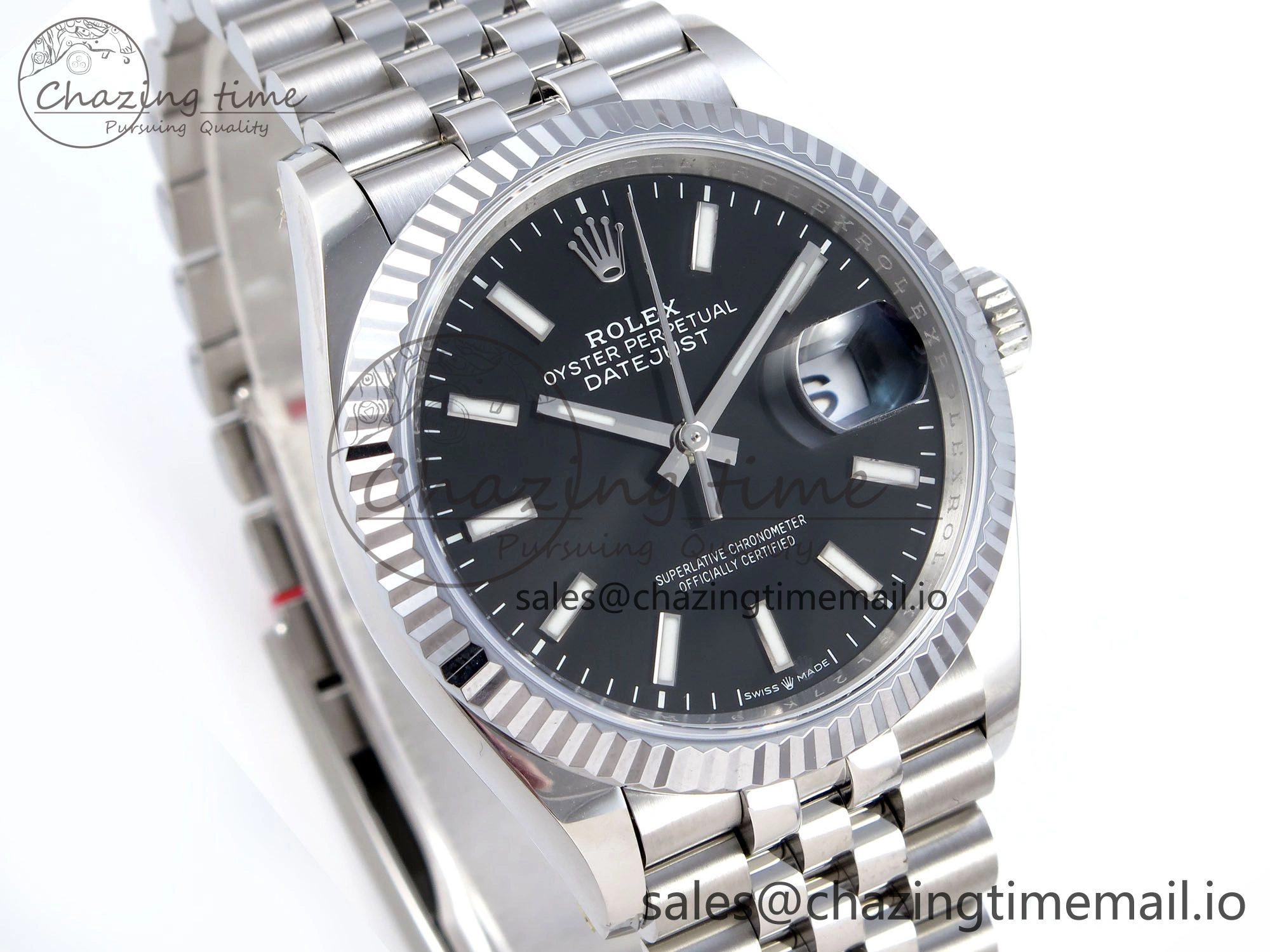 FashionForward DateJust 36 126234 QF+ 1:1 Best Edition 904L Steel Black Stick Dial on SS Jubilee Bracelet VR 926