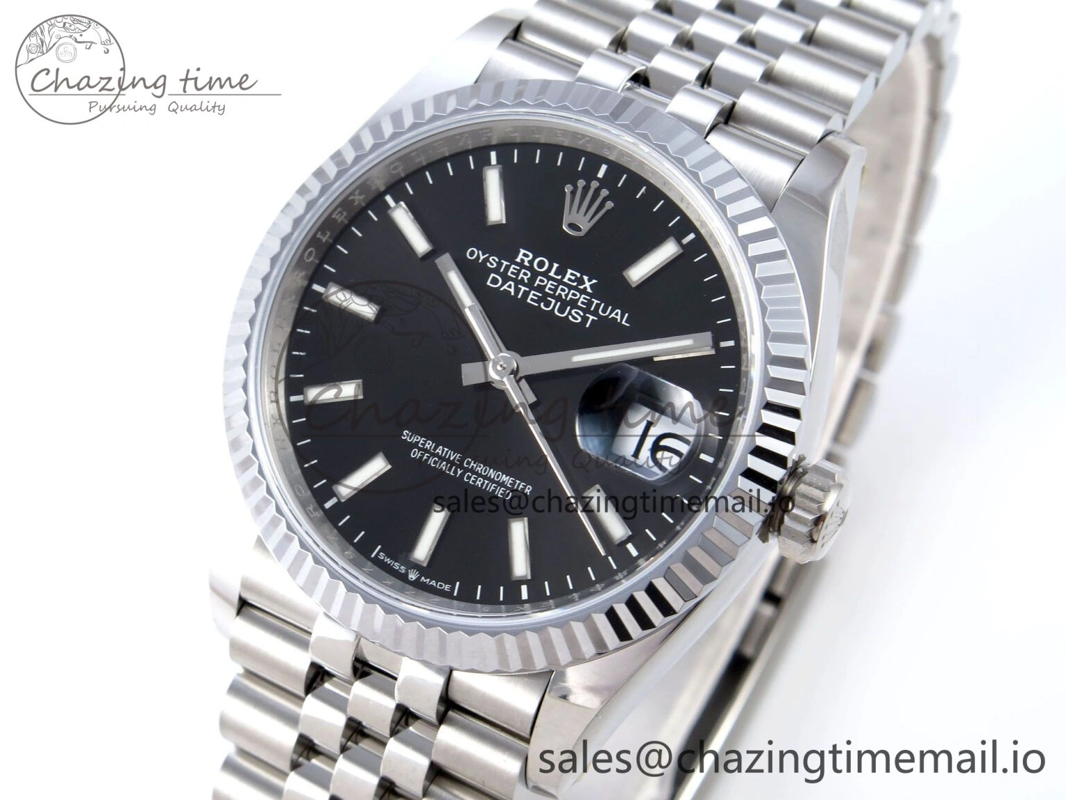 FashionForward DateJust 36 126234 QF+ 1:1 Best Edition 904L Steel Black Stick Dial on SS Jubilee Bracelet VR 926