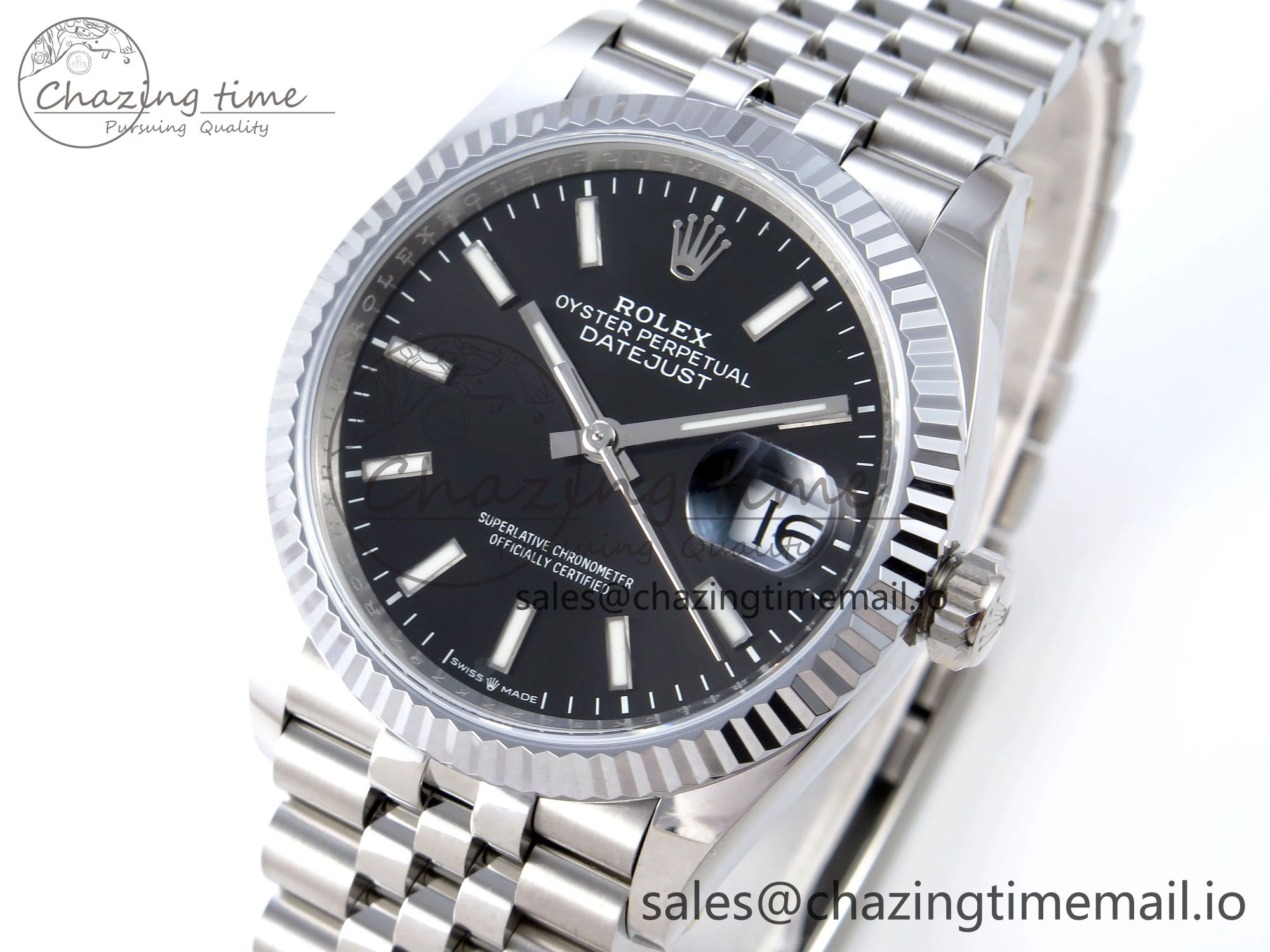 FashionForward DateJust 36 126234 QF+ 1:1 Best Edition 904L Steel Black Stick Dial on SS Jubilee Bracelet VR 926