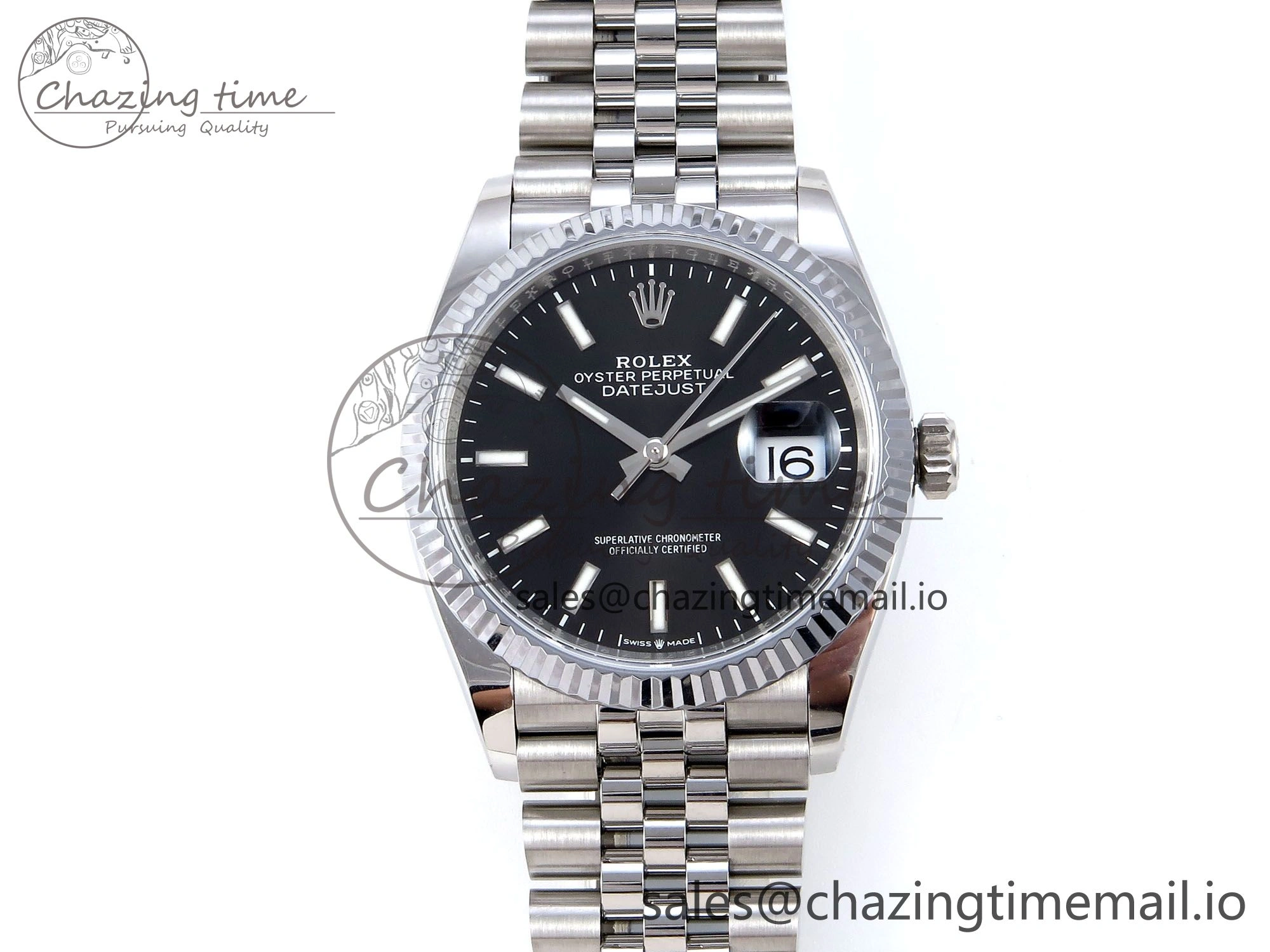 FashionForward DateJust 36 126234 QF+ 1:1 Best Edition 904L Steel Black Stick Dial on SS Jubilee Bracelet VR 926