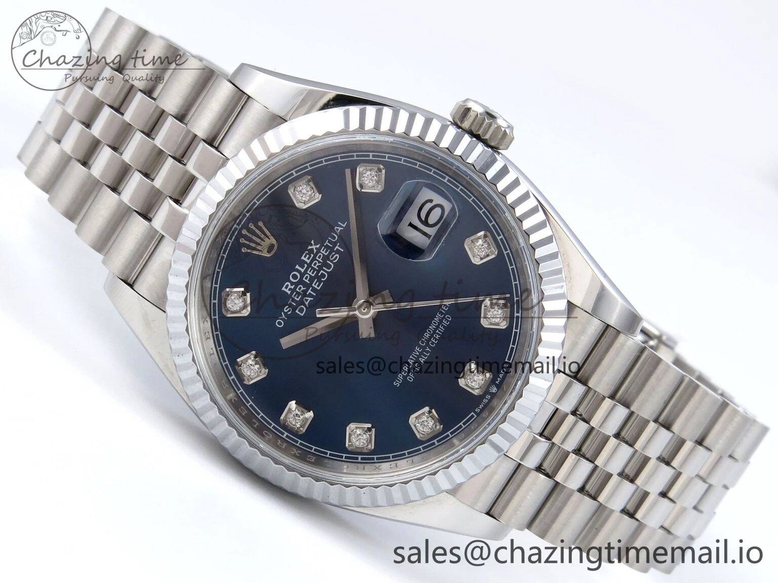 Bright DateJust 36 126234 QF+ 1:1 Best Edition 904L Steel Blue Diamonds Dial on SS Jubilee Bracelet VR 930
