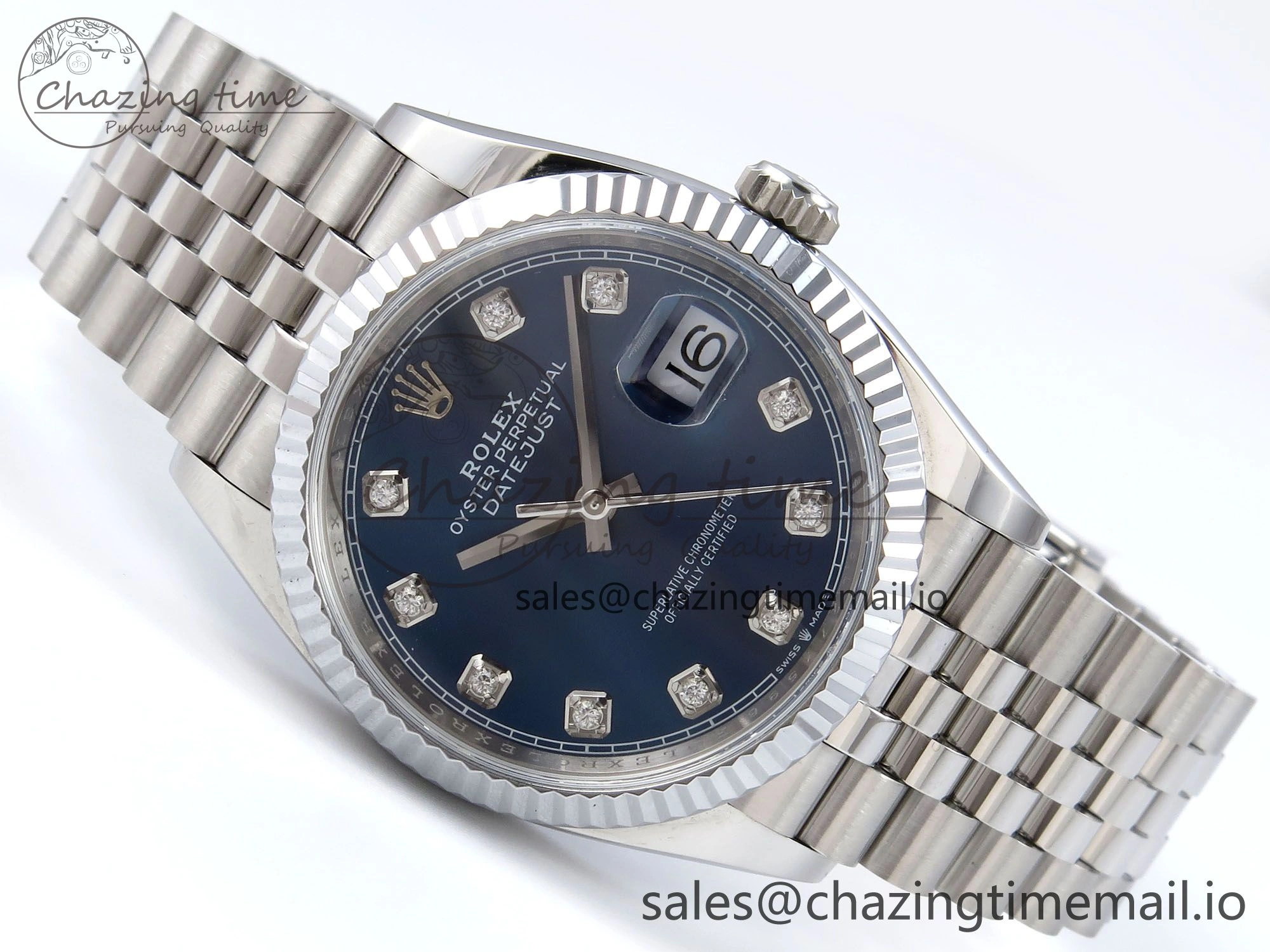 Bright DateJust 36 126234 QF+ 1:1 Best Edition 904L Steel Blue Diamonds Dial on SS Jubilee Bracelet VR 930
