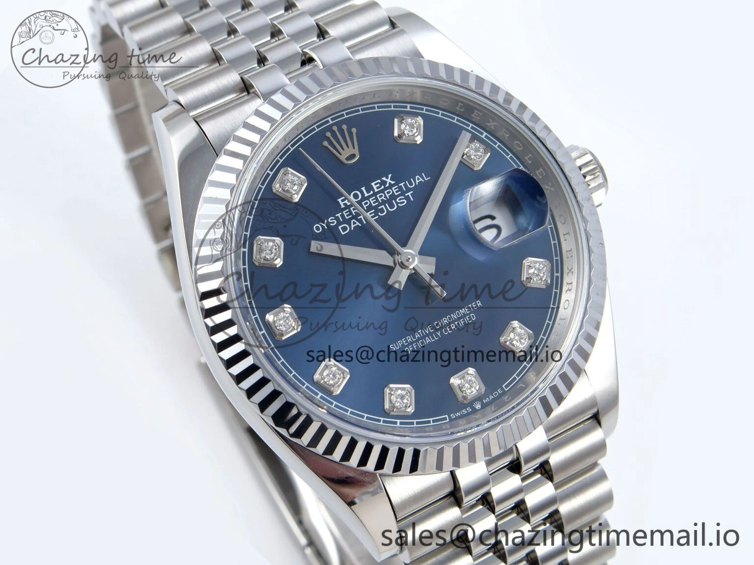 Bright DateJust 36 126234 QF+ 1:1 Best Edition 904L Steel Blue Diamonds Dial on SS Jubilee Bracelet VR 930