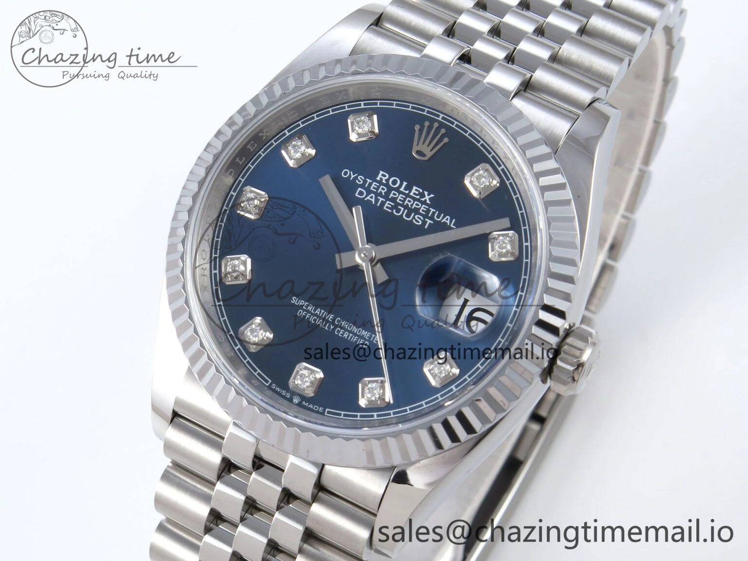Bright DateJust 36 126234 QF+ 1:1 Best Edition 904L Steel Blue Diamonds Dial on SS Jubilee Bracelet VR 930