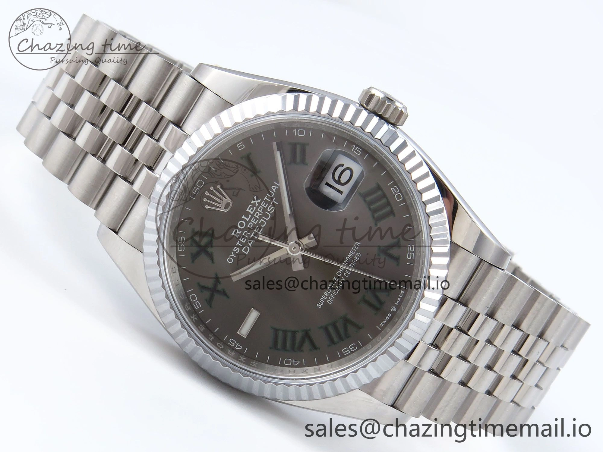 DateJust 36 126234 QF+ 1:1 Best Edition 904L Steel Gray Dial Green Roman Marker on SS Jubilee Bracelet VR StreetReady 921