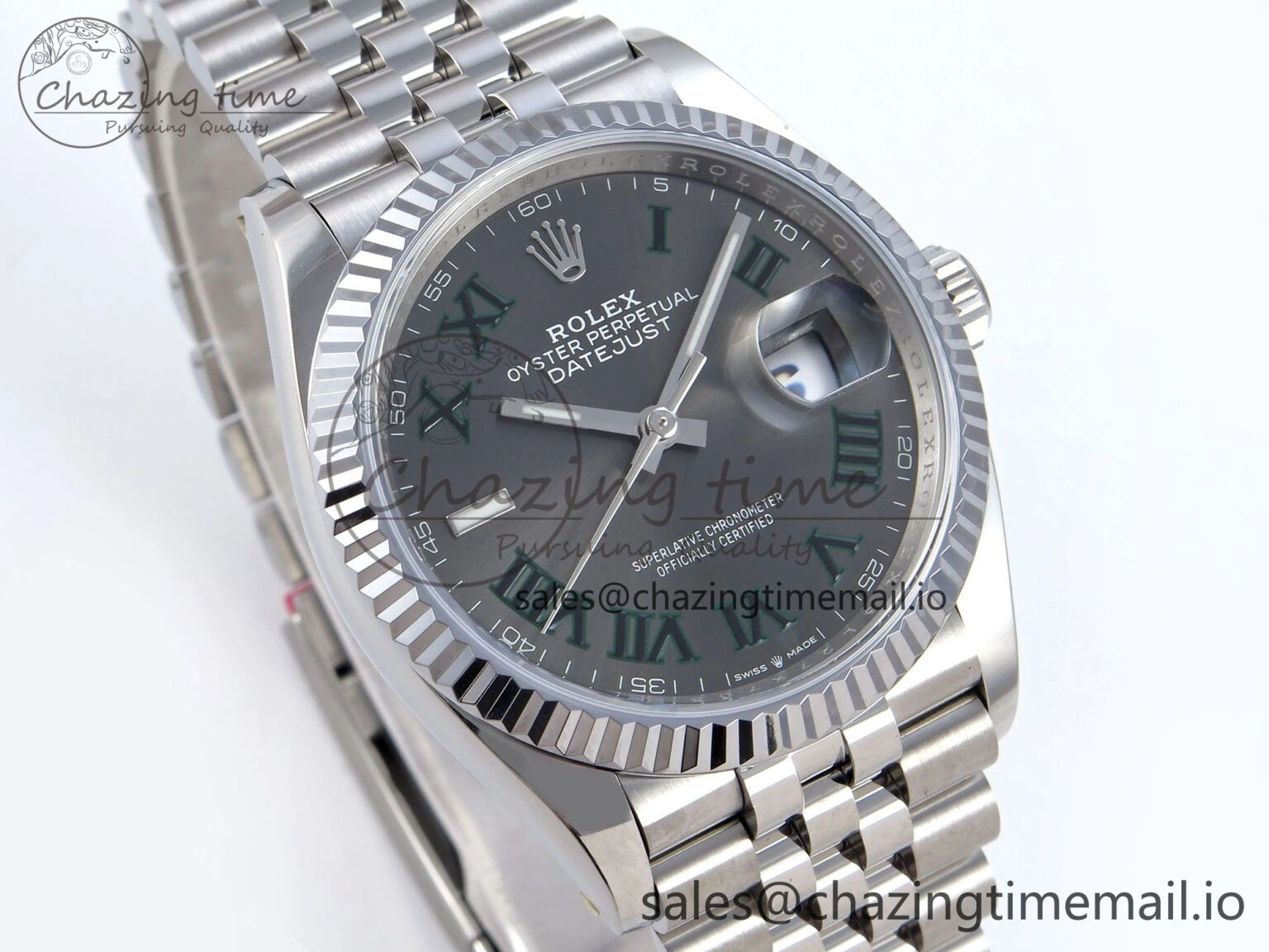 DateJust 36 126234 QF+ 1:1 Best Edition 904L Steel Gray Dial Green Roman Marker on SS Jubilee Bracelet VR StreetReady 921