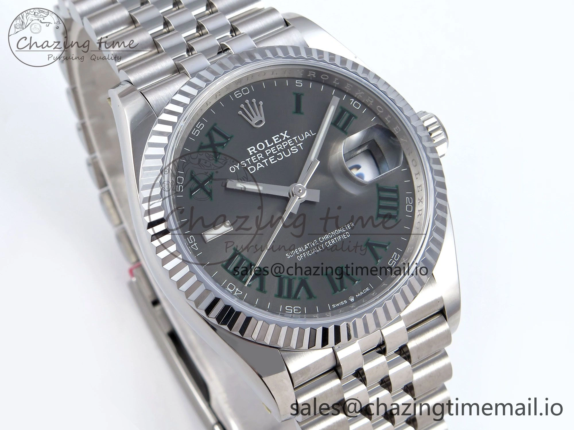 DateJust 36 126234 QF+ 1:1 Best Edition 904L Steel Gray Dial Green Roman Marker on SS Jubilee Bracelet VR StreetReady 921