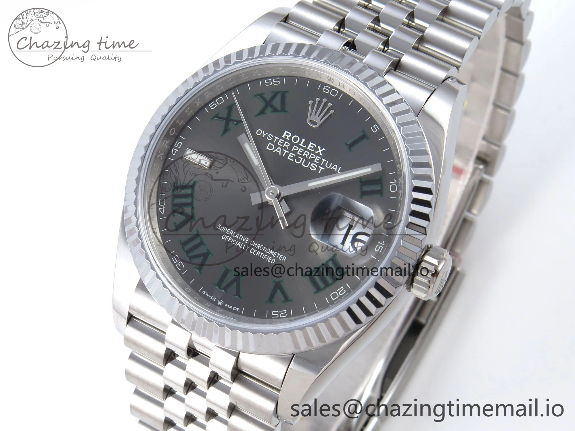 DateJust 36 126234 QF+ 1:1 Best Edition 904L Steel Gray Dial Green Roman Marker on SS Jubilee Bracelet VR StreetReady 921