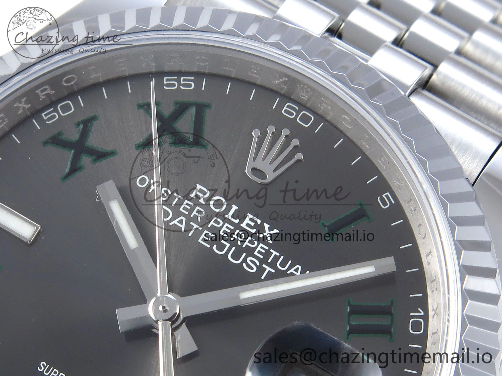 DateJust 36 126234 QF+ 1:1 Best Edition 904L Steel Gray Dial Green Roman Marker on SS Jubilee Bracelet VR StreetReady 921
