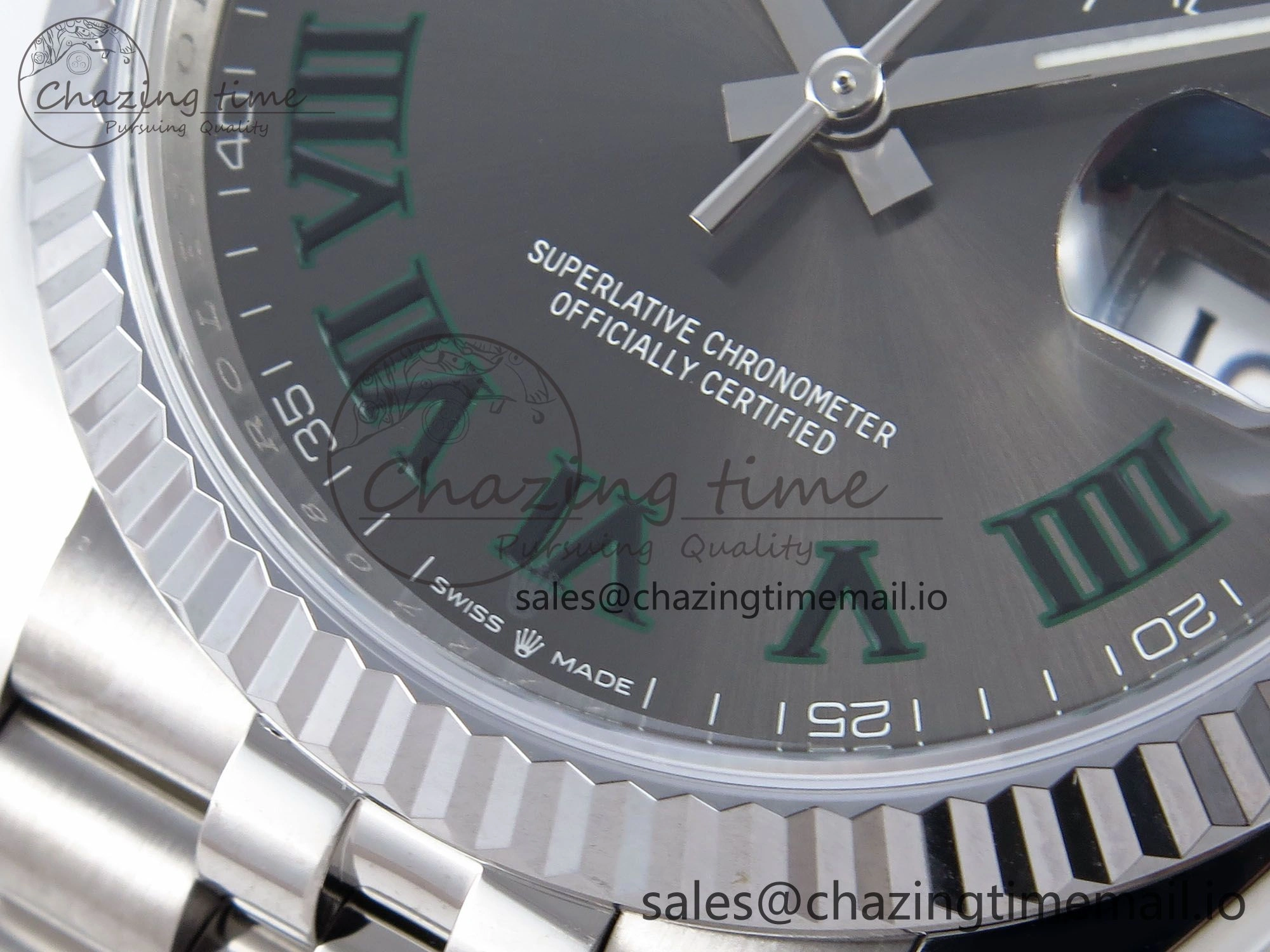 DateJust 36 126234 QF+ 1:1 Best Edition 904L Steel Gray Dial Green Roman Marker on SS Jubilee Bracelet VR StreetReady 921