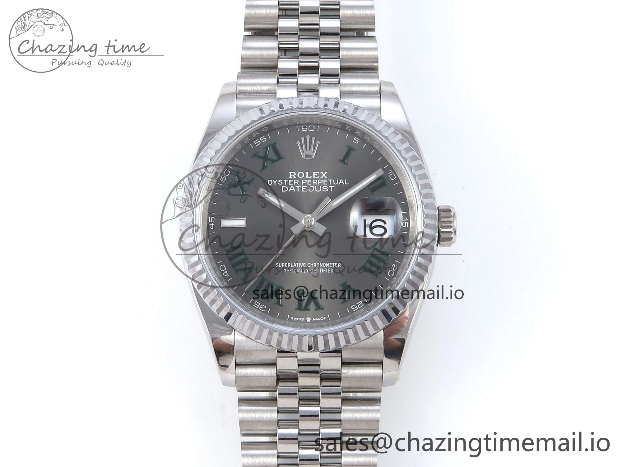 DateJust 36 126234 QF+ 1:1 Best Edition 904L Steel Gray Dial Green Roman Marker on SS Jubilee Bracelet VR StreetReady 921
