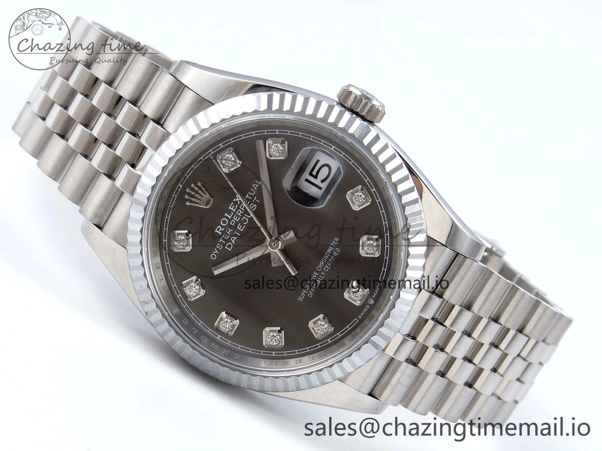 Timeless DateJust 36 126234 QF+ 1:1 Best Edition 904L Steel Gray Diamonds Dial on SS Jubilee Bracelet VR 922