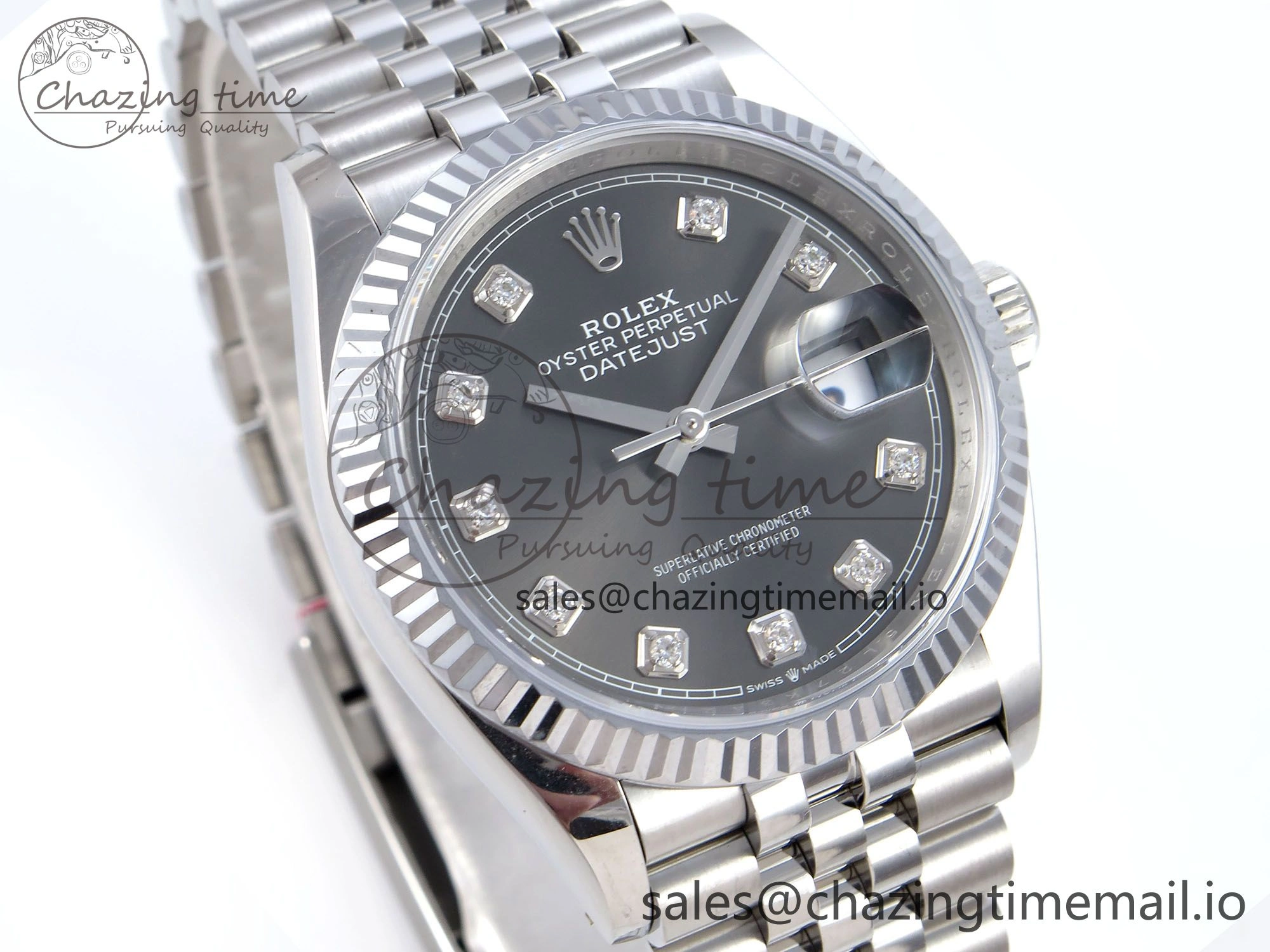 Timeless DateJust 36 126234 QF+ 1:1 Best Edition 904L Steel Gray Diamonds Dial on SS Jubilee Bracelet VR 922