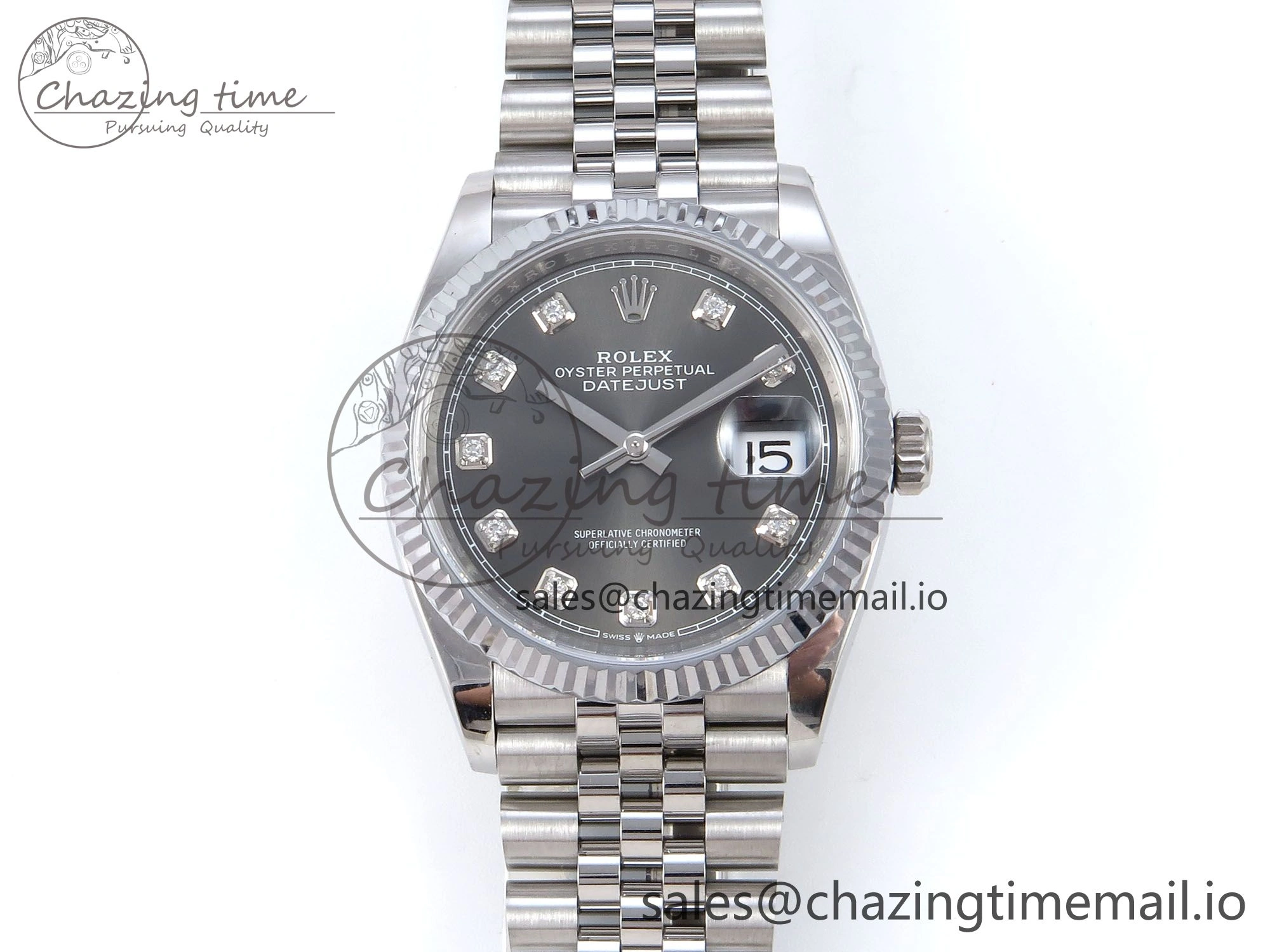 Timeless DateJust 36 126234 QF+ 1:1 Best Edition 904L Steel Gray Diamonds Dial on SS Jubilee Bracelet VR 922