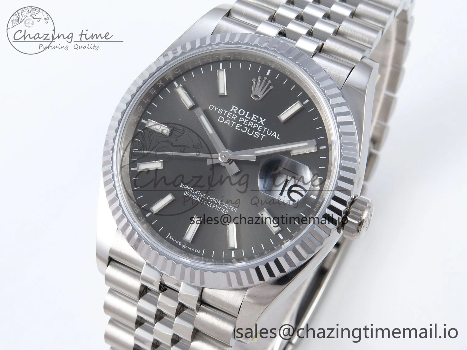 DateJust 36 126234 QF+ 1:1 Best Edition 904L Steel Gray Stick Dial on SS Jubilee Bracelet VR Unisex 924