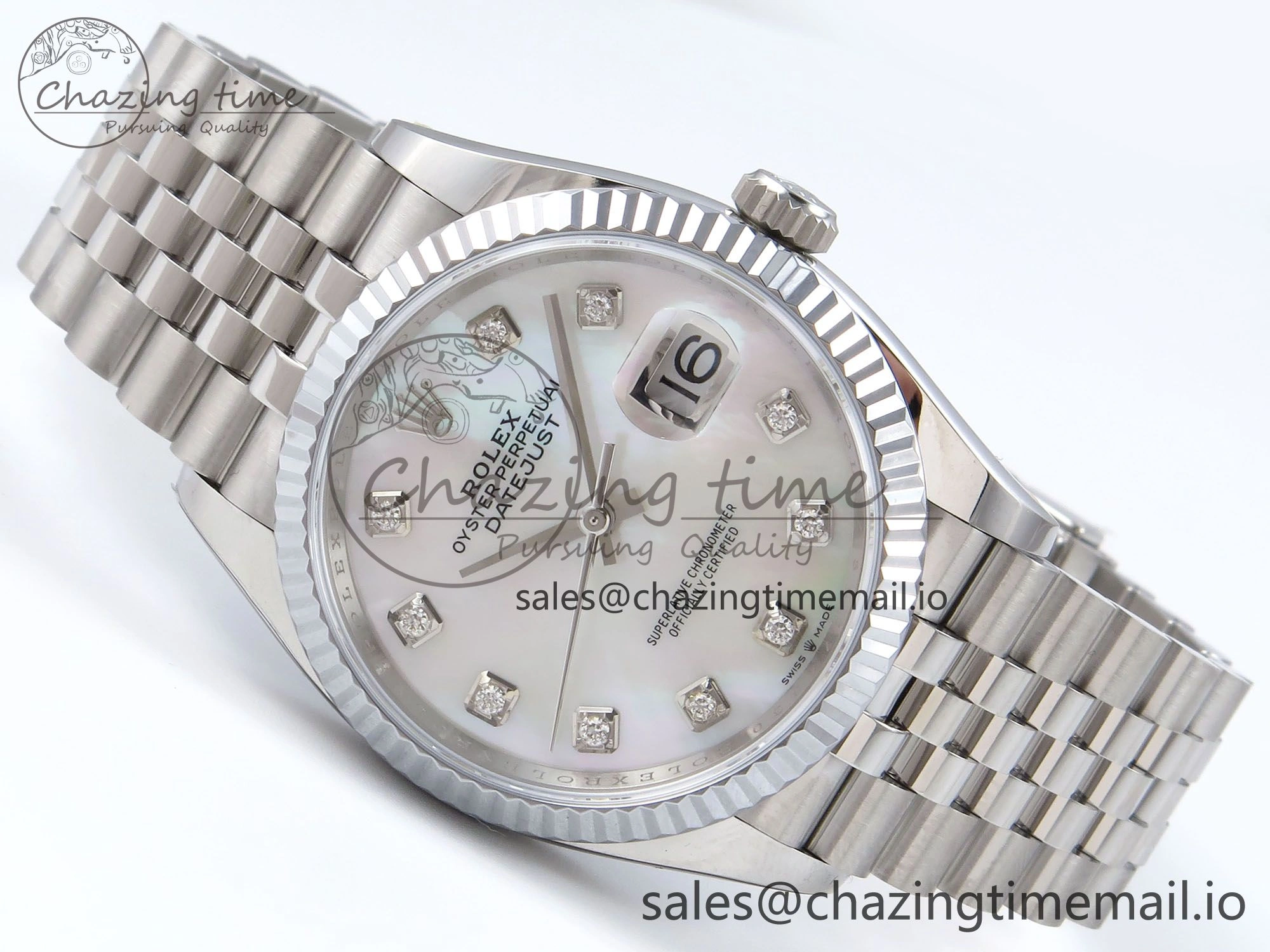 WellDesigned DateJust 36 126234 QF+ 1:1 Best Edition 904L Steel White MOP Diamonds Dial on SS Jubilee Bracelet VR 929