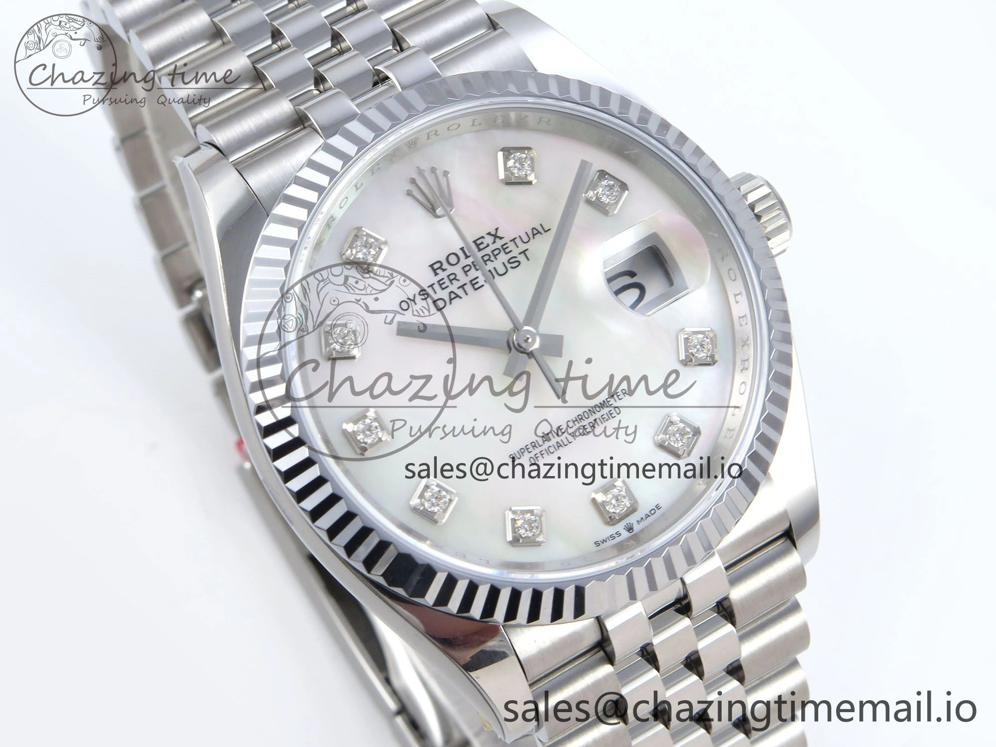 WellDesigned DateJust 36 126234 QF+ 1:1 Best Edition 904L Steel White MOP Diamonds Dial on SS Jubilee Bracelet VR 929