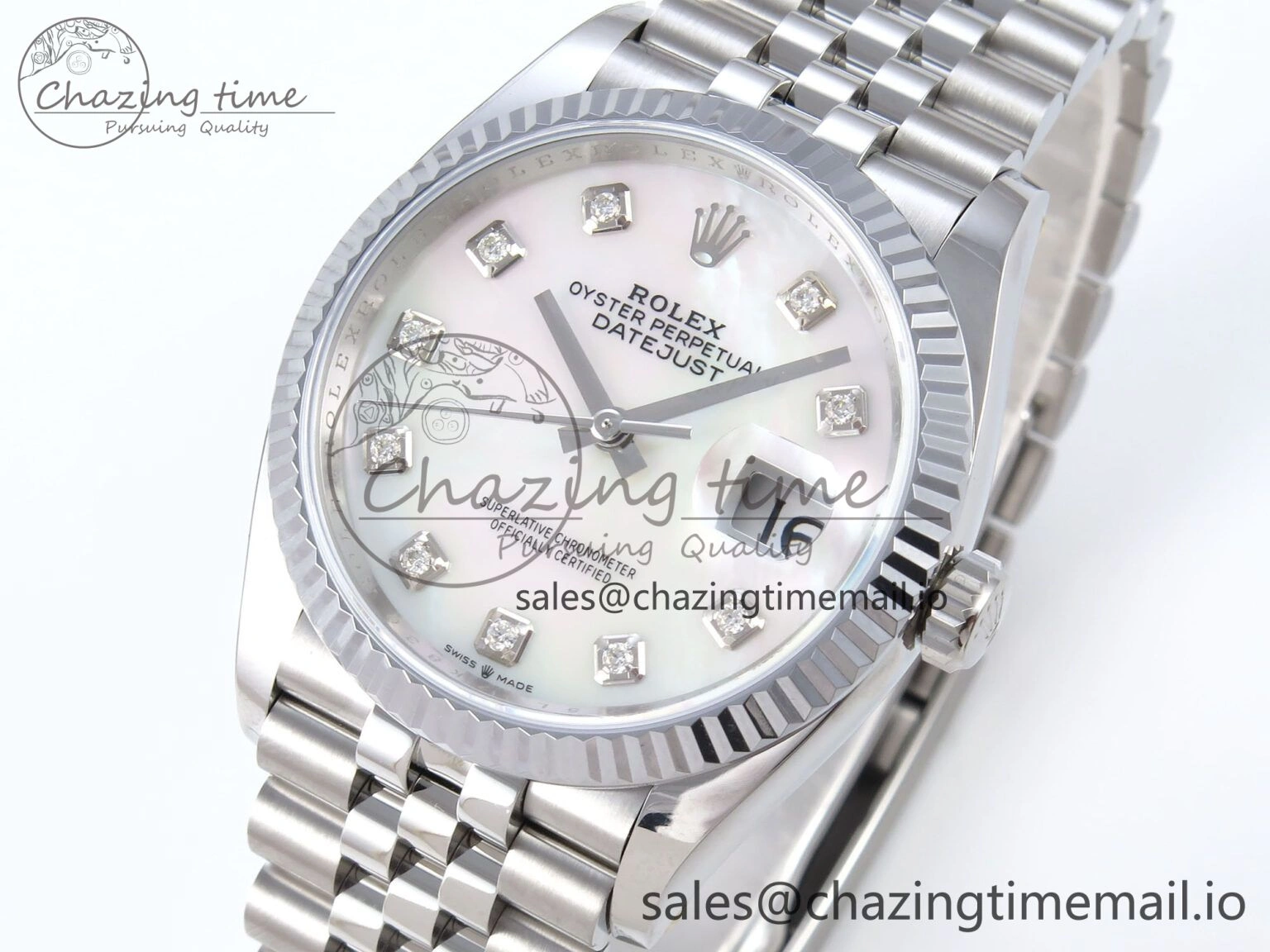 WellDesigned DateJust 36 126234 QF+ 1:1 Best Edition 904L Steel White MOP Diamonds Dial on SS Jubilee Bracelet VR 929