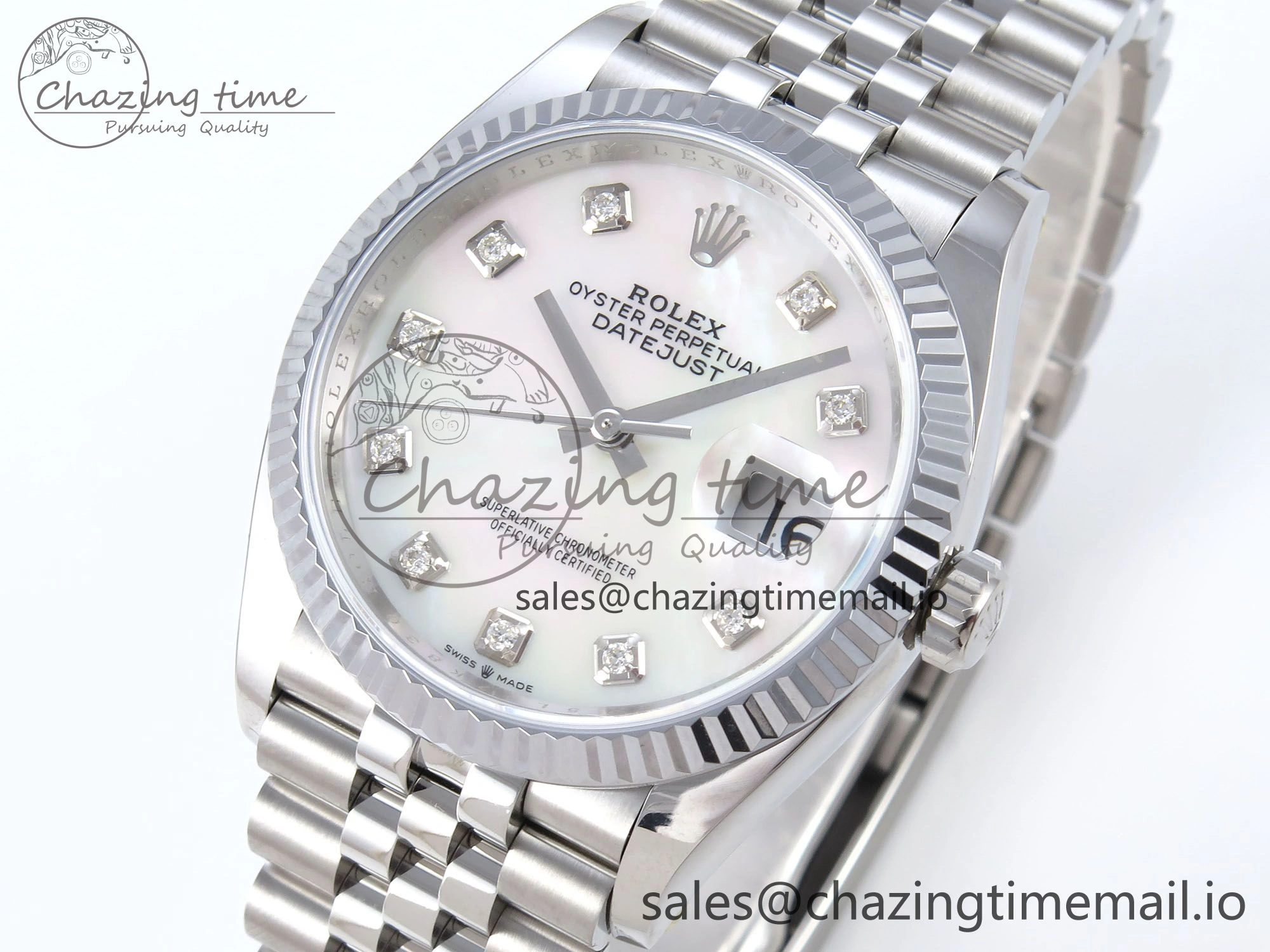 WellDesigned DateJust 36 126234 QF+ 1:1 Best Edition 904L Steel White MOP Diamonds Dial on SS Jubilee Bracelet VR 929