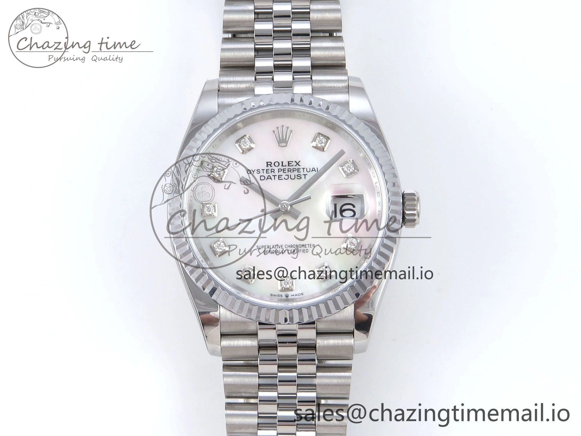 WellDesigned DateJust 36 126234 QF+ 1:1 Best Edition 904L Steel White MOP Diamonds Dial on SS Jubilee Bracelet VR 929