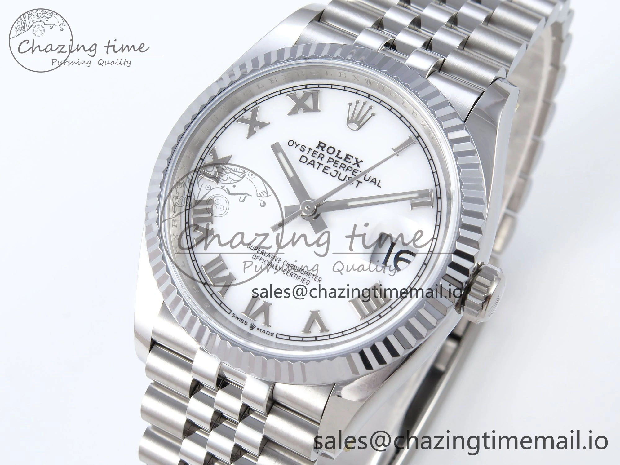 TopPick DateJust 36 126234 QF+ 1:1 Best Edition 904L Steel White Roman Dial on SS Jubilee Bracelet VR 927