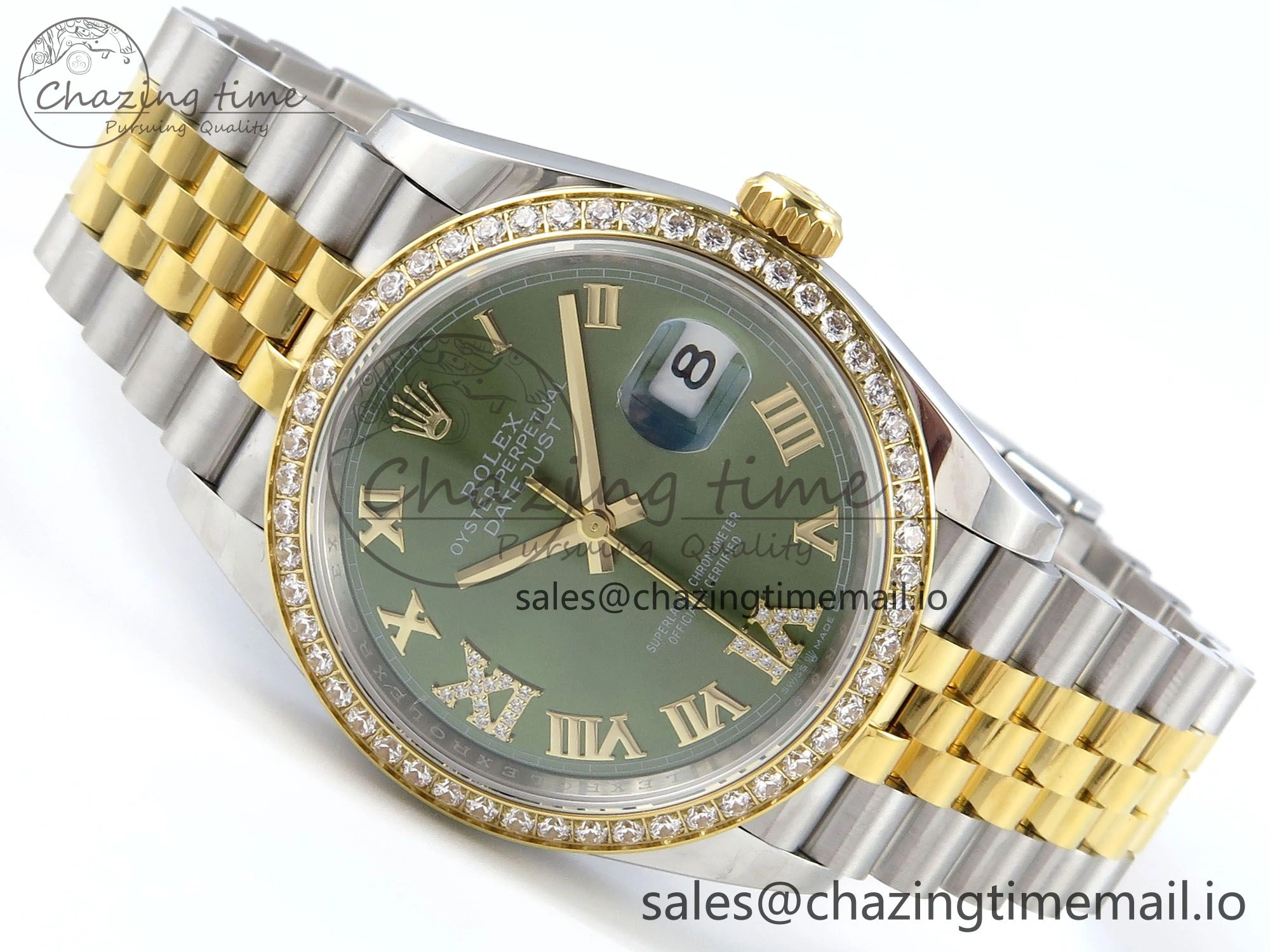 EyeCatching DateJust 36 126283RBR EWEF Best Edition Green Roman Dial on SS YG Jubilee Bracelet A 633