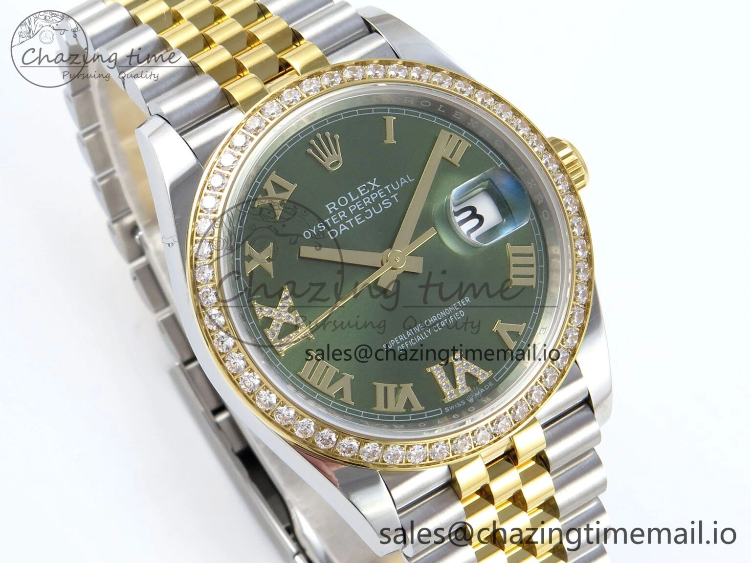 EyeCatching DateJust 36 126283RBR EWEF Best Edition Green Roman Dial on SS YG Jubilee Bracelet A 633