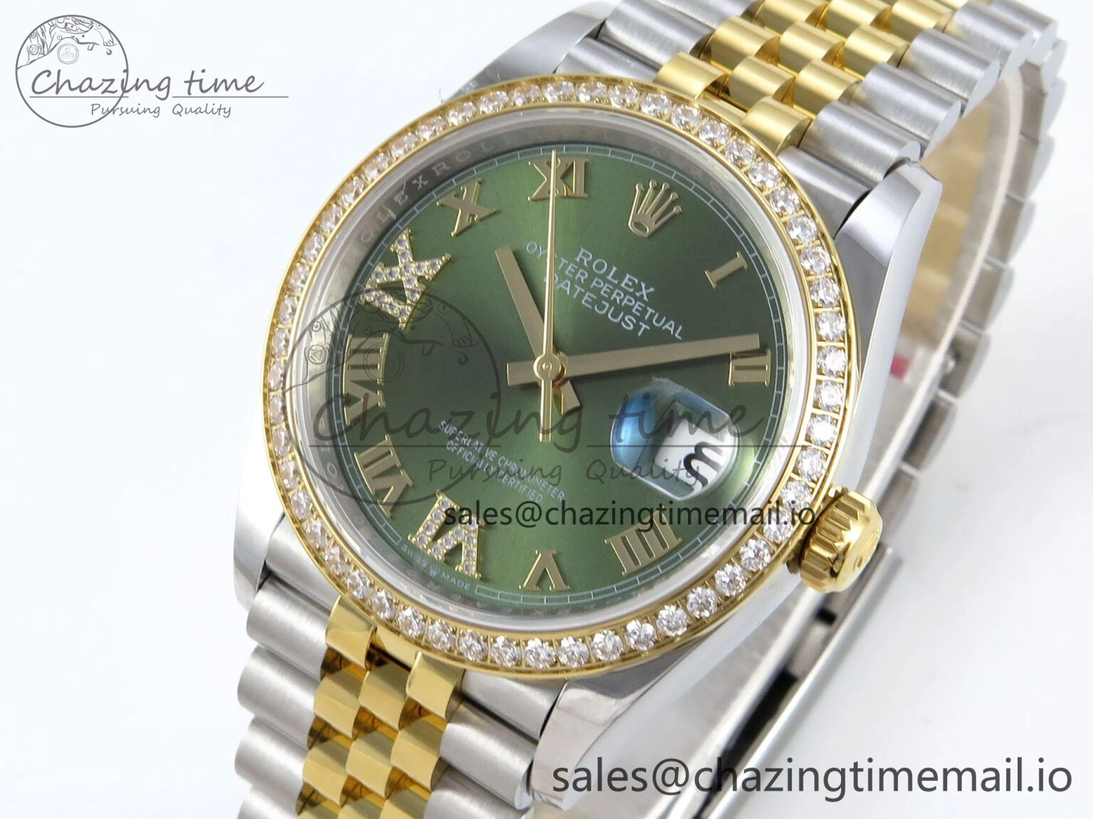 EyeCatching DateJust 36 126283RBR EWEF Best Edition Green Roman Dial on SS YG Jubilee Bracelet A 633