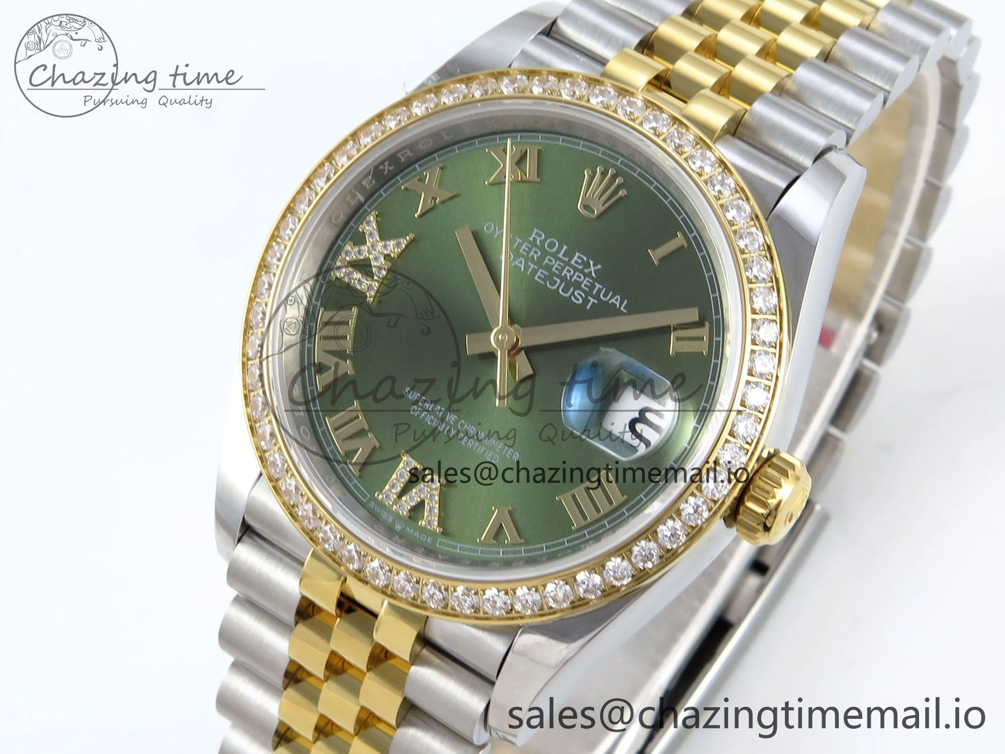 EyeCatching DateJust 36 126283RBR EWEF Best Edition Green Roman Dial on SS YG Jubilee Bracelet A 633