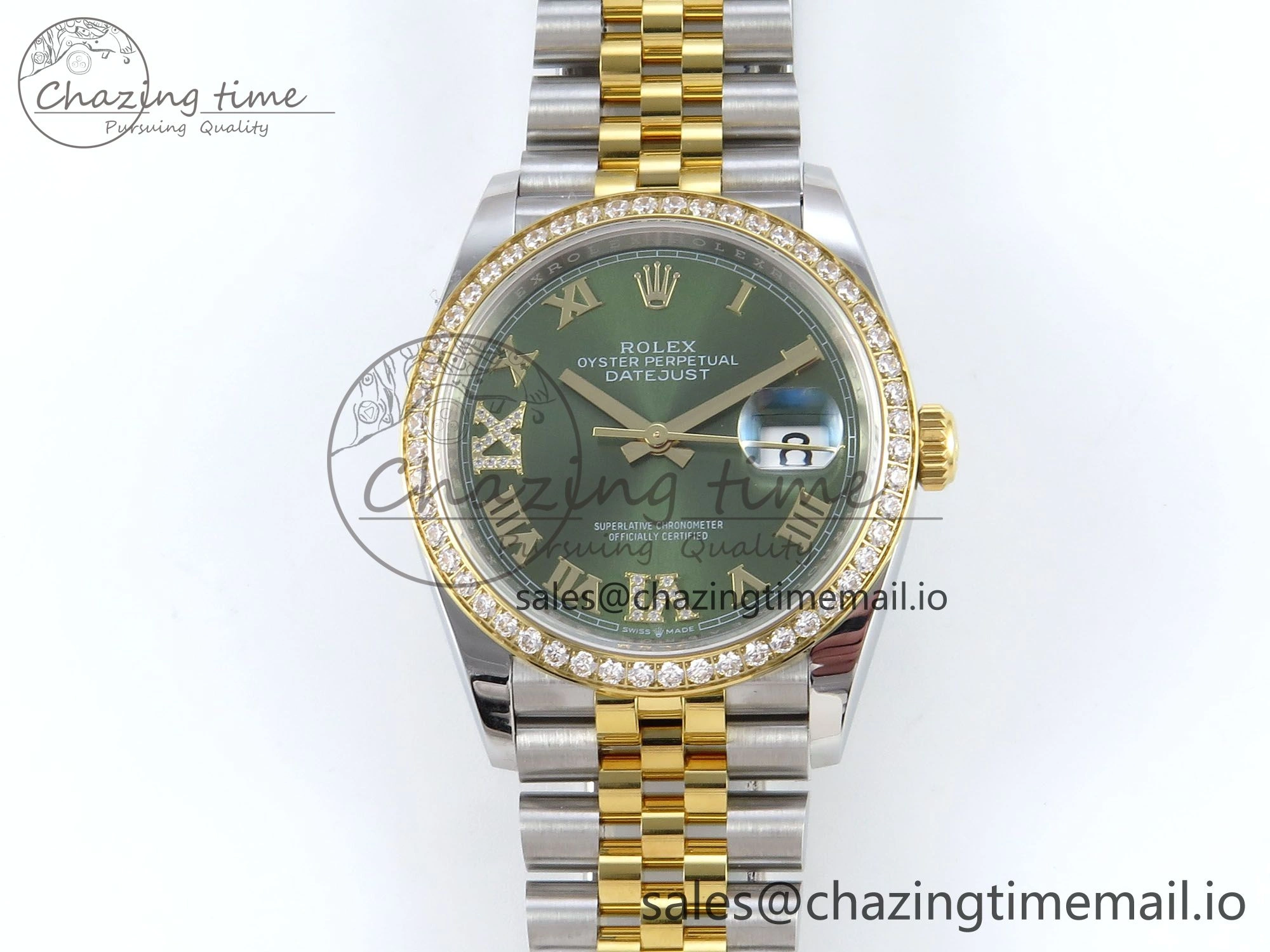 EyeCatching DateJust 36 126283RBR EWEF Best Edition Green Roman Dial on SS YG Jubilee Bracelet A 633