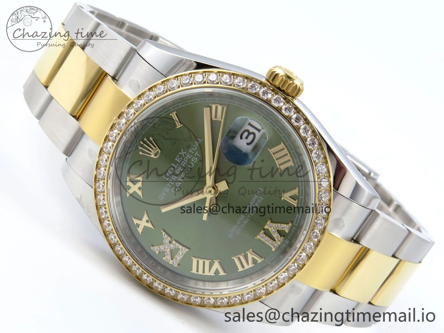 DateJust 36 126283RBR EWEF Best Edition Green Roman Diamonds Dial on SS YG Oyster Bracelet A SmoothTexture 665