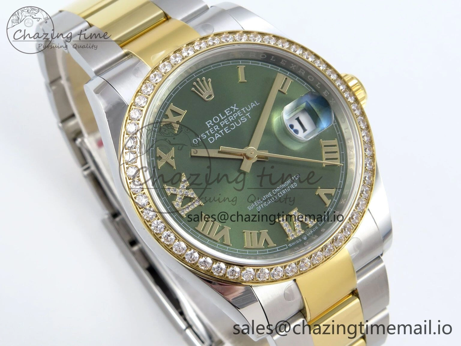 DateJust 36 126283RBR EWEF Best Edition Green Roman Diamonds Dial on SS YG Oyster Bracelet A SmoothTexture 665