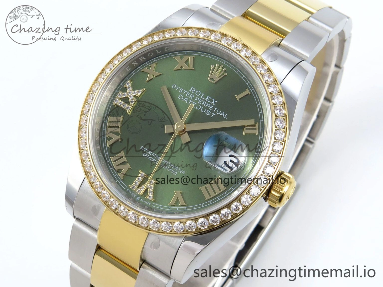 DateJust 36 126283RBR EWEF Best Edition Green Roman Diamonds Dial on SS YG Oyster Bracelet A SmoothTexture 665