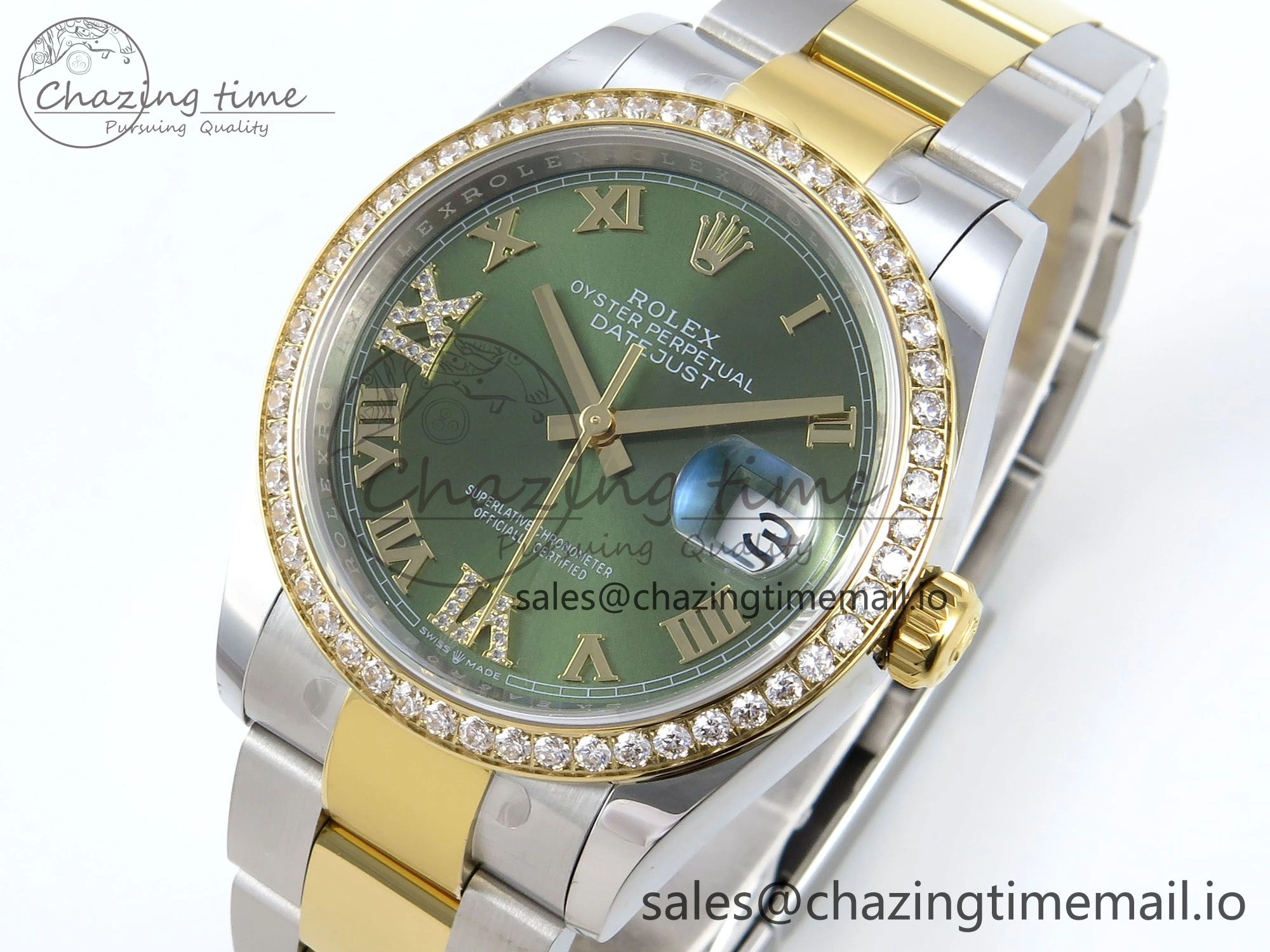 DateJust 36 126283RBR EWEF Best Edition Green Roman Diamonds Dial on SS YG Oyster Bracelet A SmoothTexture 665
