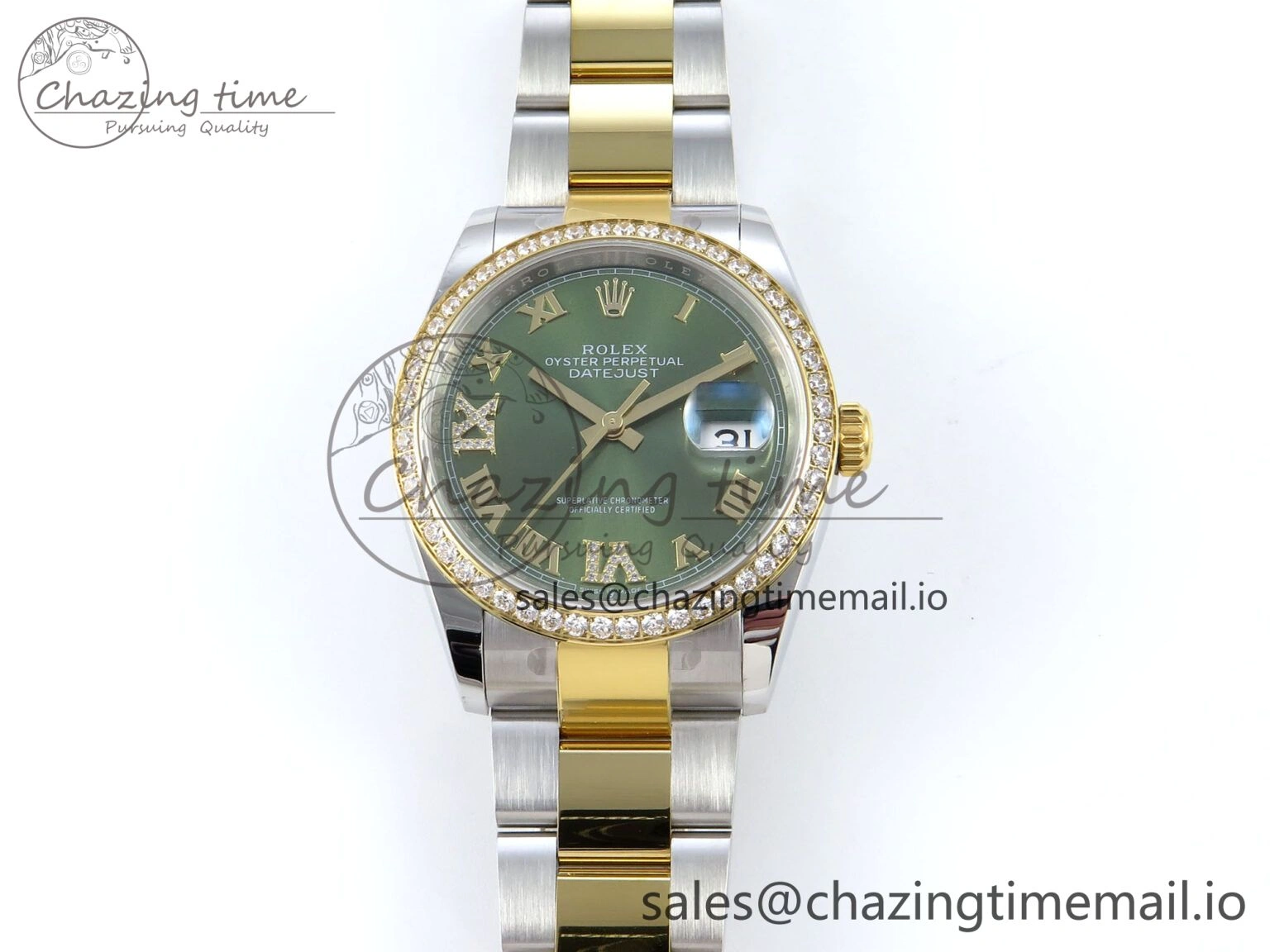 DateJust 36 126283RBR EWEF Best Edition Green Roman Diamonds Dial on SS YG Oyster Bracelet A SmoothTexture 665