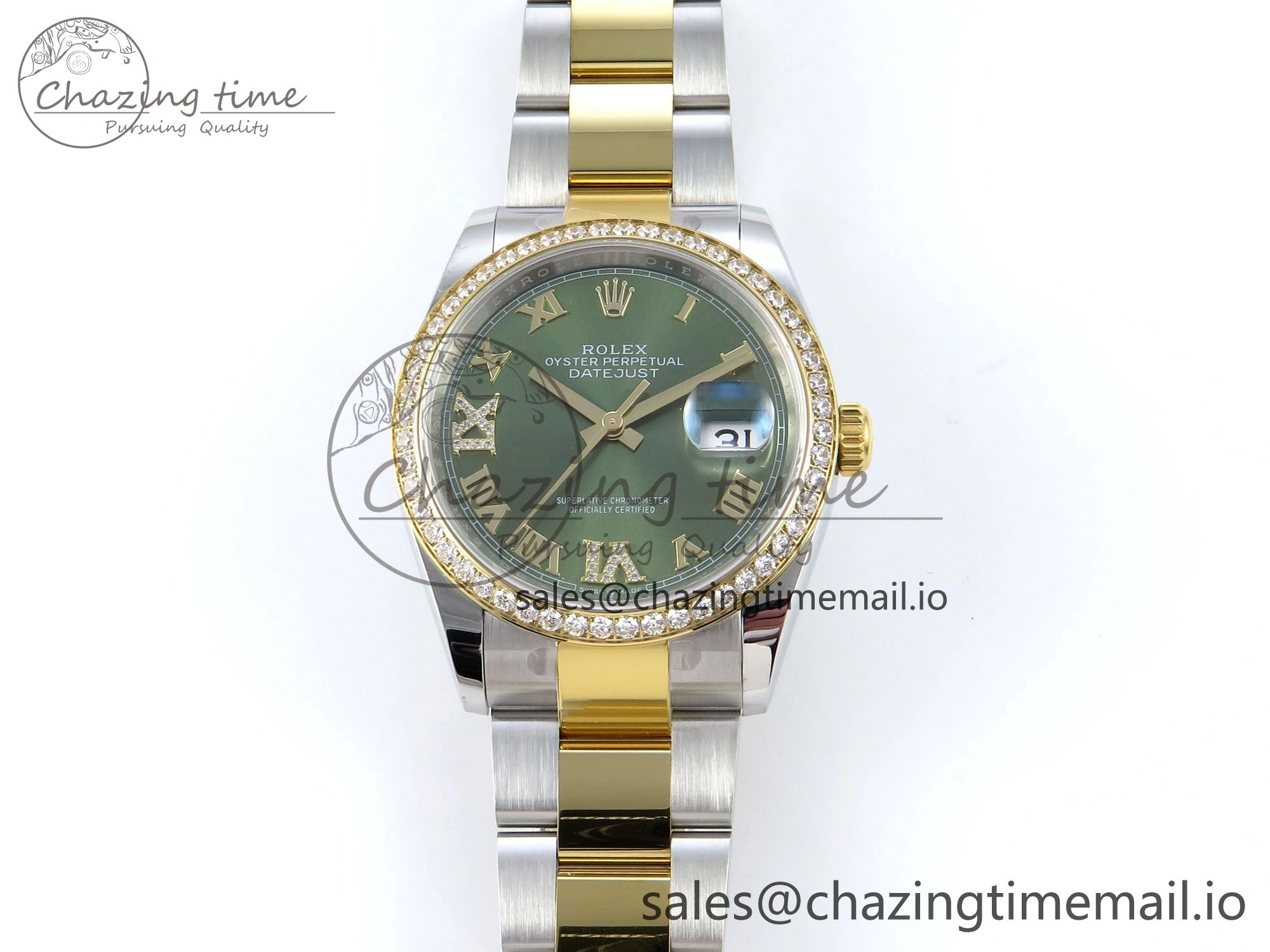 DateJust 36 126283RBR EWEF Best Edition Green Roman Diamonds Dial on SS YG Oyster Bracelet A SmoothTexture 665
